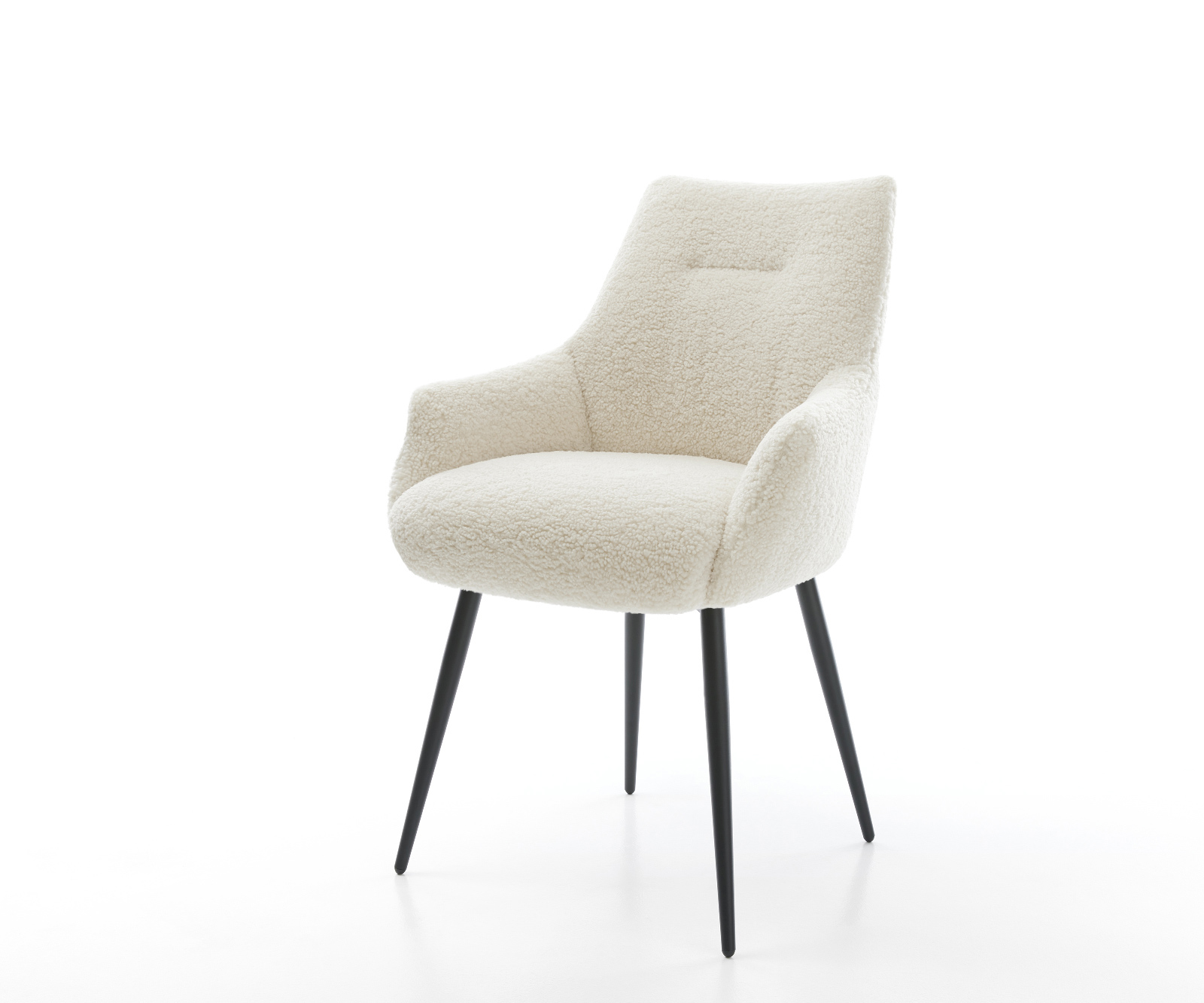 Jedálenská stolička Alja-Flex s opierkami teddy látka béžová 4-nohá zúžená čierna vrecková pružina