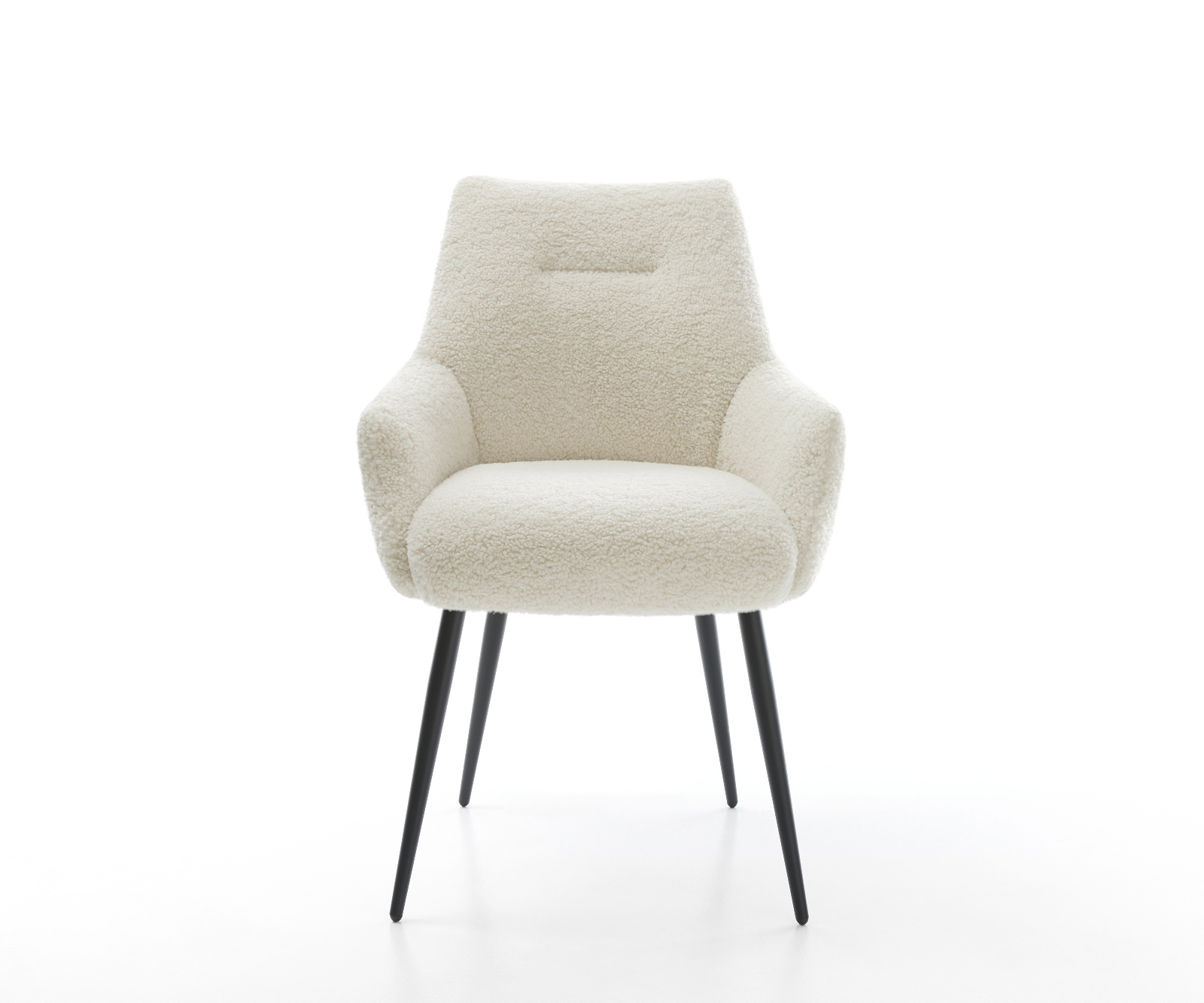 Jedálenská stolička Alja-Flex s opierkami teddy látka béžová 4-nohá zúžená čierna vrecková pružina - Image 2