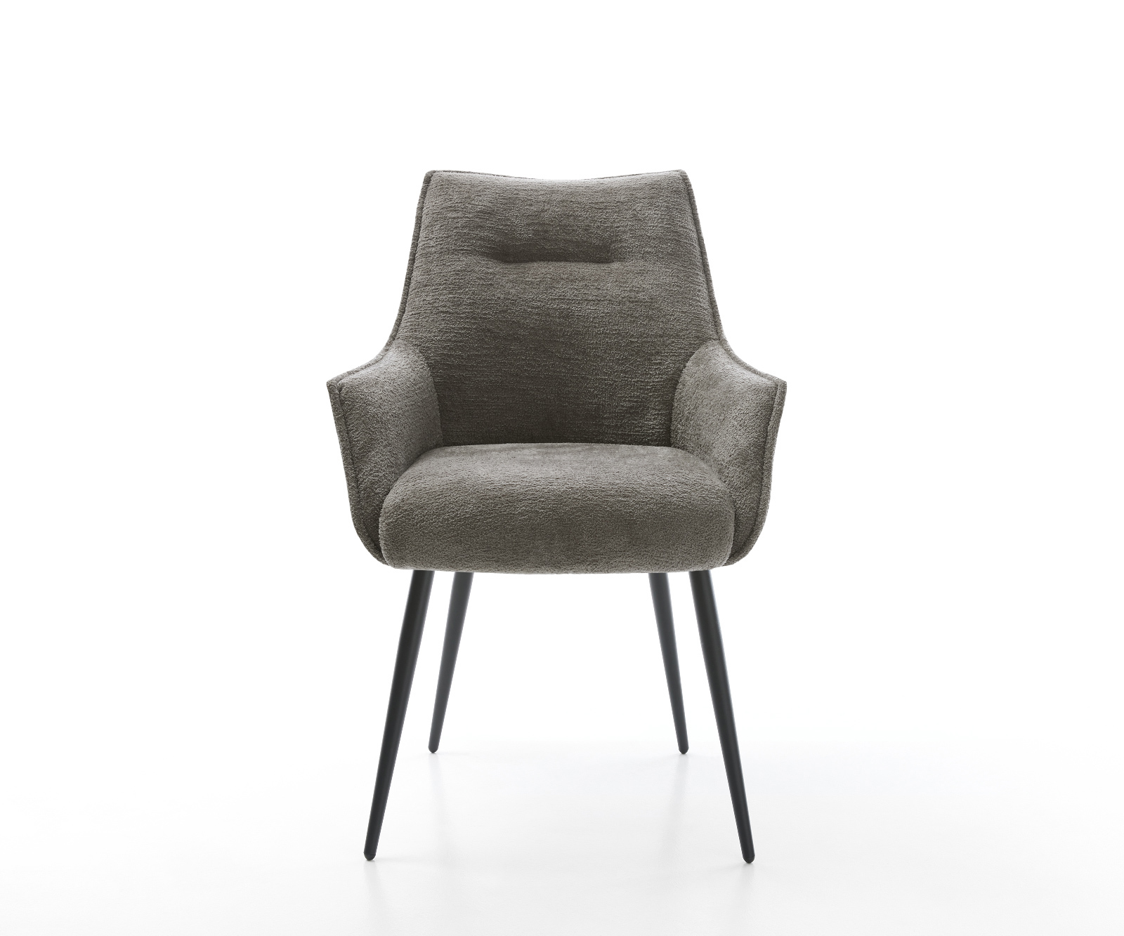 Jedálenská stolička Alja-Flex s opierkami bouclé mäkký tmavobéžová 4-nohá zúžená čierna vrecková pružina - Image 2