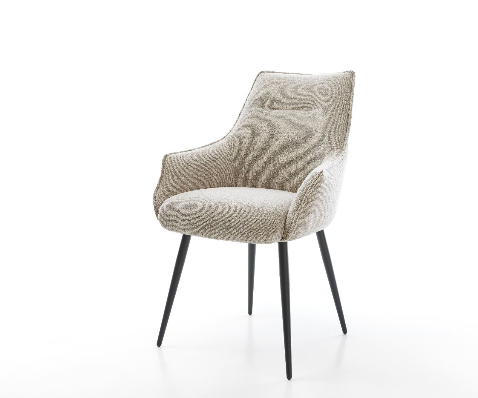 Jedálenská stolička Alja-Flex s opierkami tkanina mäkká béžová 4-nohá zúžená čierna vrecková pružina