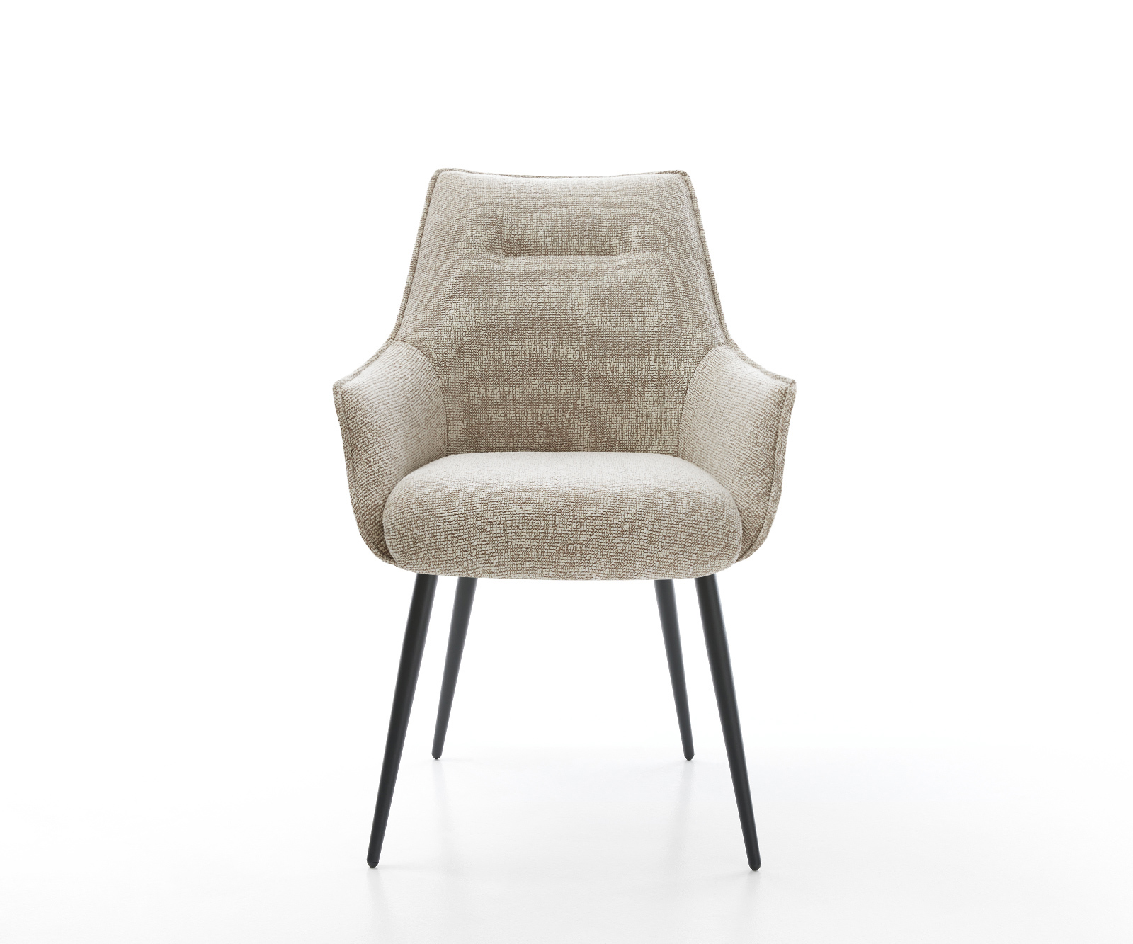 Jedálenská stolička Alja-Flex s opierkami tkanina mäkká béžová 4-nohá zúžená čierna vrecková pružina - Image 2