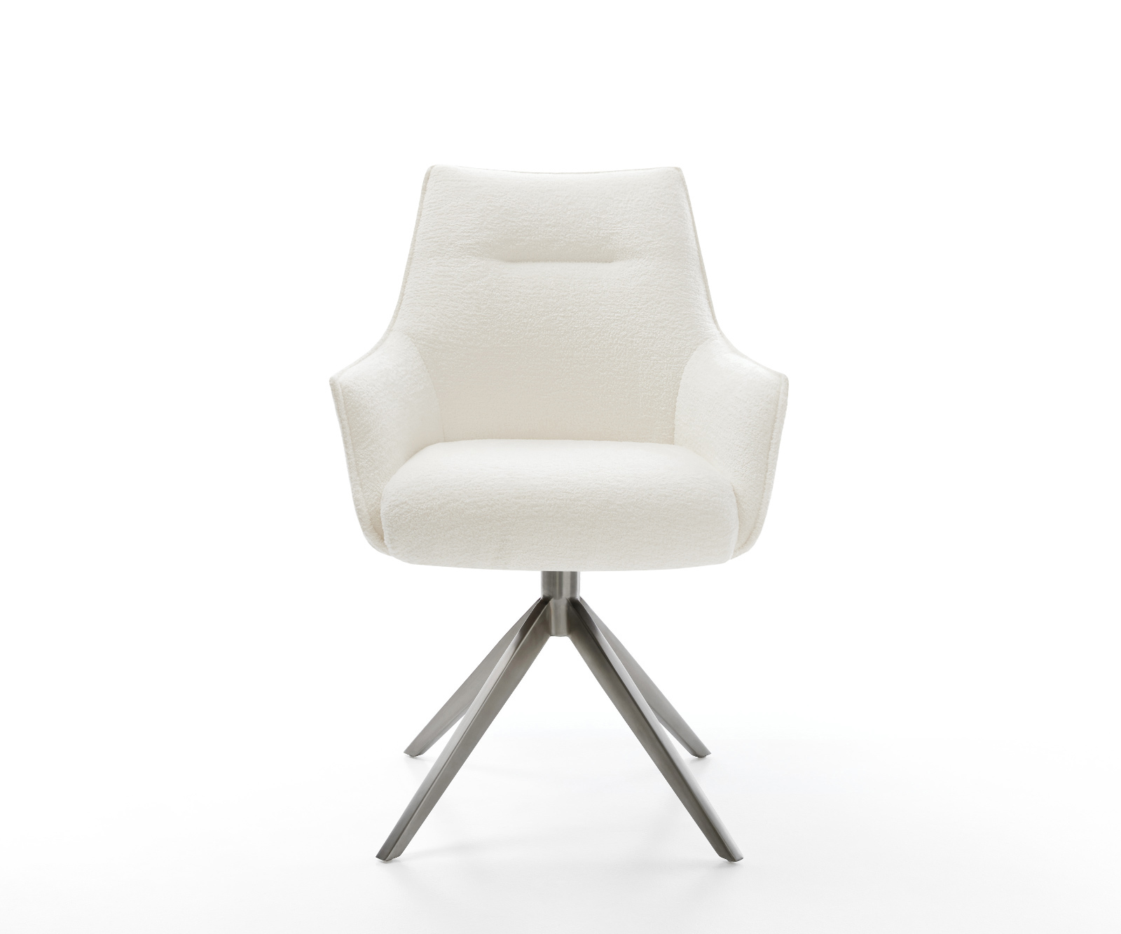 Jedálenská stolička Alja-Flex s opierkami bouclé mäkký béžová krížová podstava široká grafitová 360° otočná hojdacia funkcia vrecková pružina - Image 2