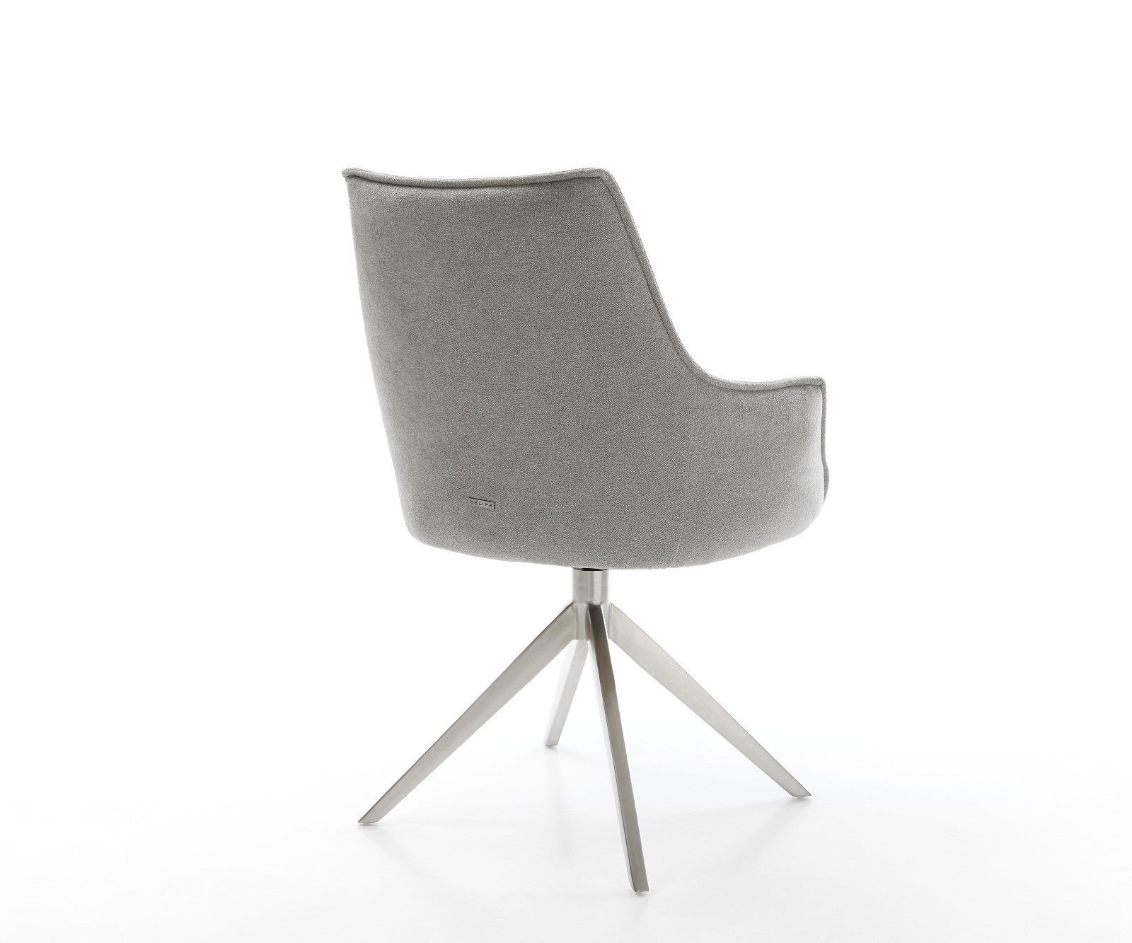 Jedálenská stolička Alja-Flex s opierkami texturovaná látka mäkká sivá krížová podstava široká nerezová oceľ otočný 360° hojdacia funkcia vrecková pružina - Image 5