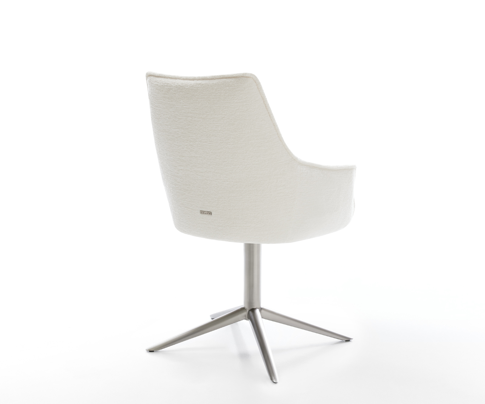 Jedálenská stolička Alja-Flex s opierkami bouclé mäkký béžová krížová podstava nerezová oceľ 360° otočný hojdacia funkcia vrecková pružina - Image 5