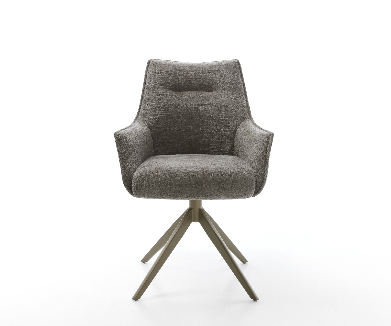 Jedálenská stolička Alja-Flex s opierkami bouclé mäkký tmavobéžová krížová podstava široká titánová farba 360° otočný hojdacia funkcia vrecková pružina - Image 2