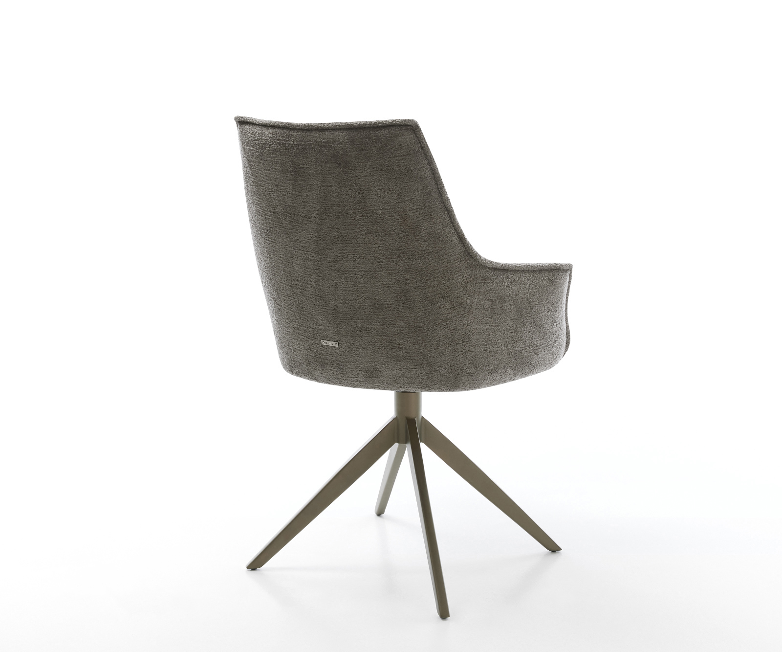 Jedálenská stolička Alja-Flex s opierkami bouclé mäkký tmavobéžová krížová podstava široká titánová farba 360° otočný hojdacia funkcia vrecková pružina - Image 5