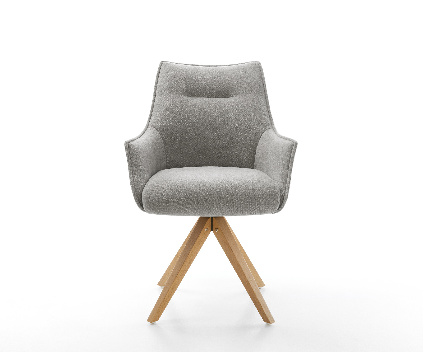 Jedálenská stolička Alja-Flex s opierkami texturovaná látka mäkká sivá drevená podstava hranatá prírodná 180° otočný vrecková pružina - Image 2