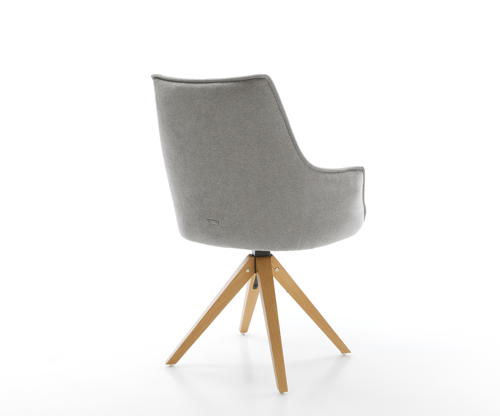 Jedálenská stolička Alja-Flex s opierkami texturovaná látka mäkká sivá drevená podstava hranatá prírodná 180° otočný vrecková pružina - Image 5