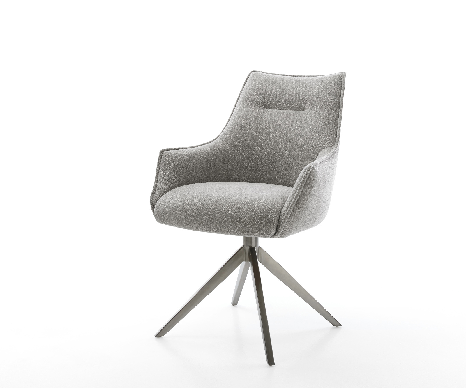 Jedálenská stolička Alja-Flex s opierkami texturovaná látka mäkký sivá krížová podstava široká grafitová 360° otočná hojdacia funkcia vrecková pružina