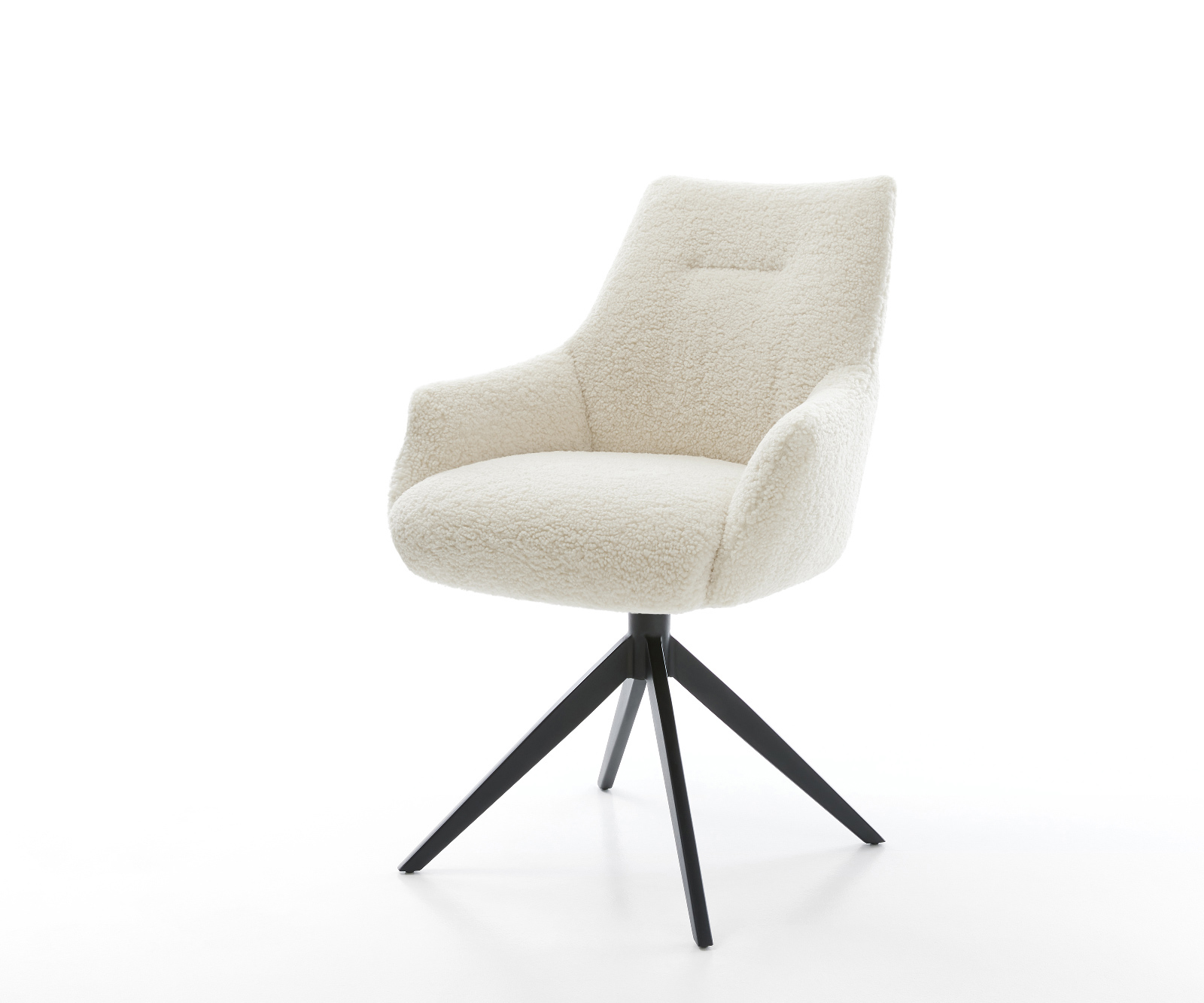 Jedálenská stolička Alja-Flex s opierkami teddy látka béžová krížová podstava široká čierna 360° otočný hojdacia funkcia vrecková pružina