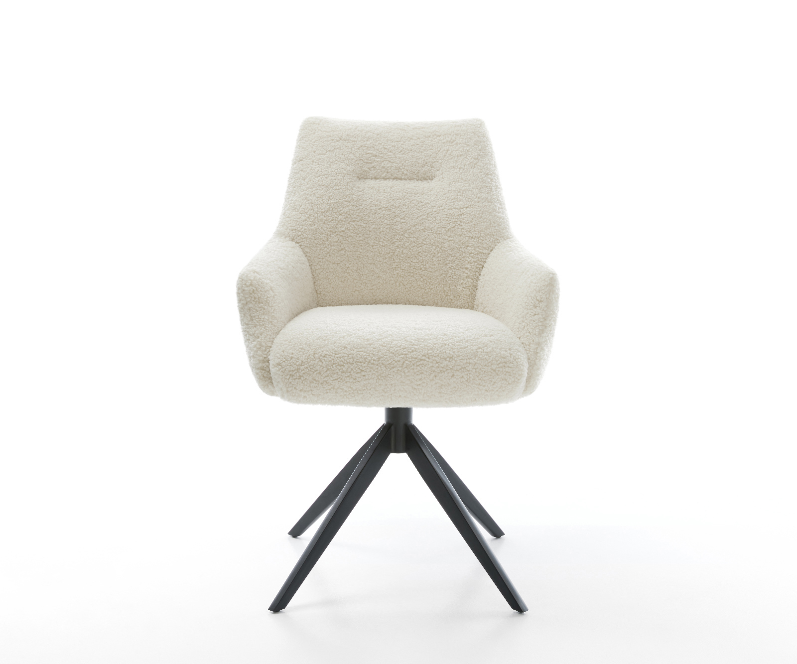 Jedálenská stolička Alja-Flex s opierkami teddy látka béžová krížová podstava široká čierna 360° otočný hojdacia funkcia vrecková pružina - Image 2