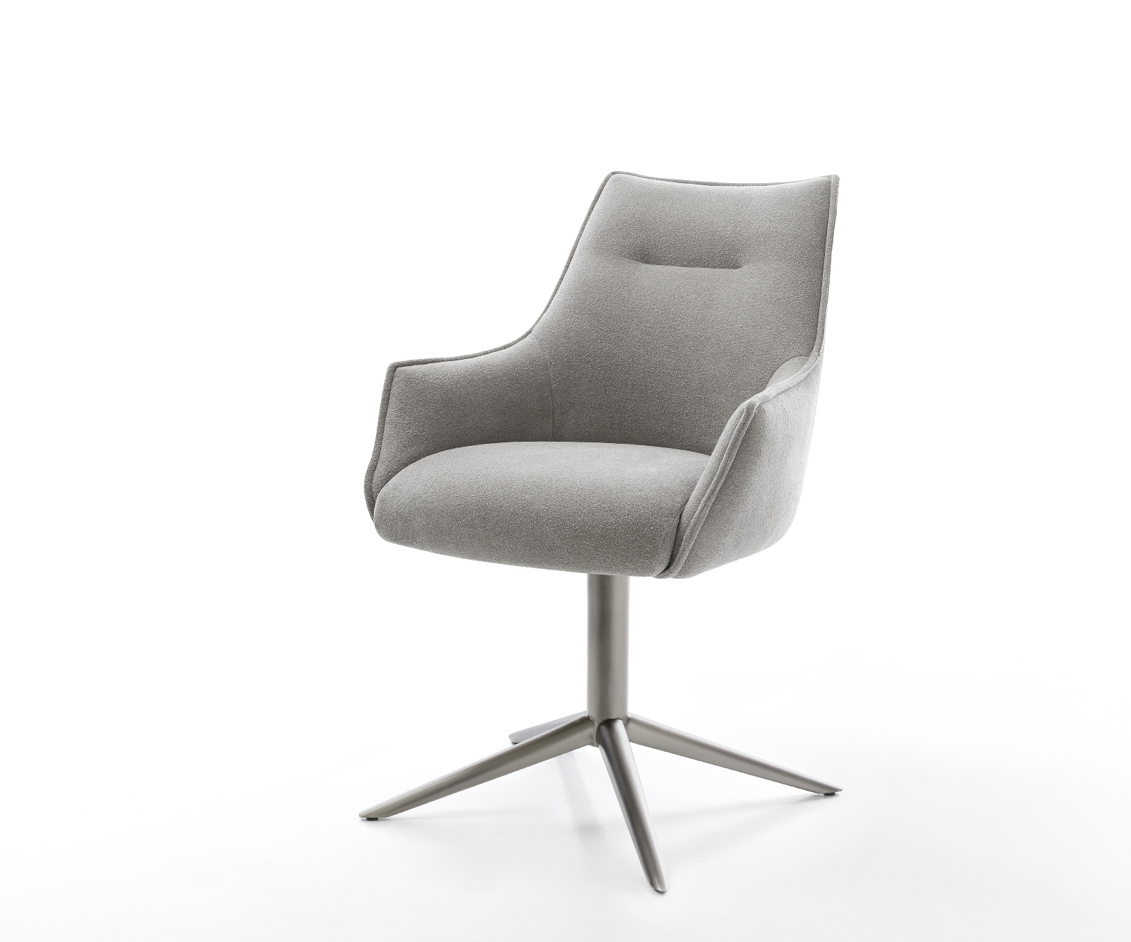 Jedálenská stolička Alja-Flex s opierkami texturovaná látka mäkká sivá krížová podstava grafitová 360° otočná hojdacia funkcia vrecková pružina