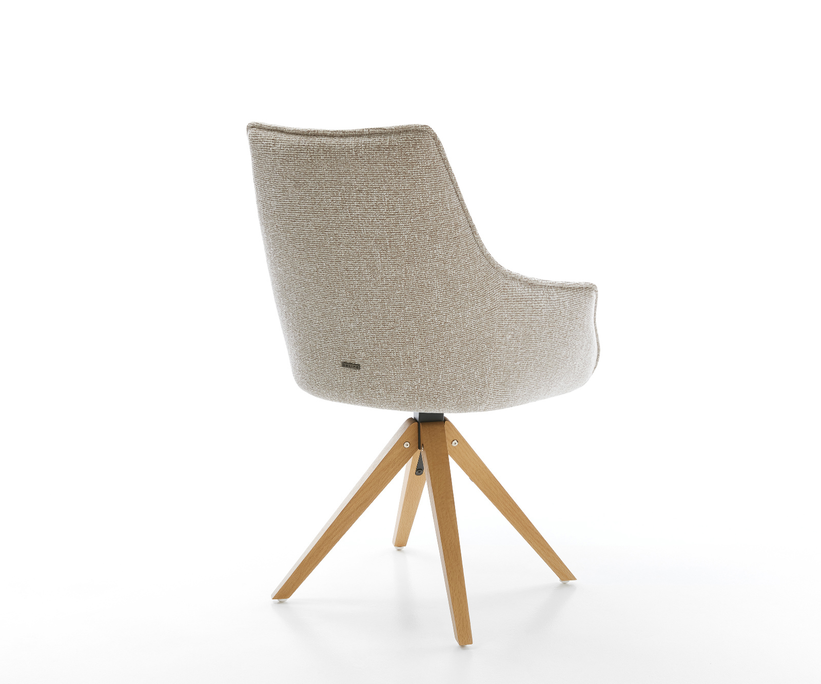 Jedálenská stolička Alja-Flex s opierkami tkanina mäkká béžová drevená podstava hranatá prírodná 180° otočný vrecková pružina - Image 5