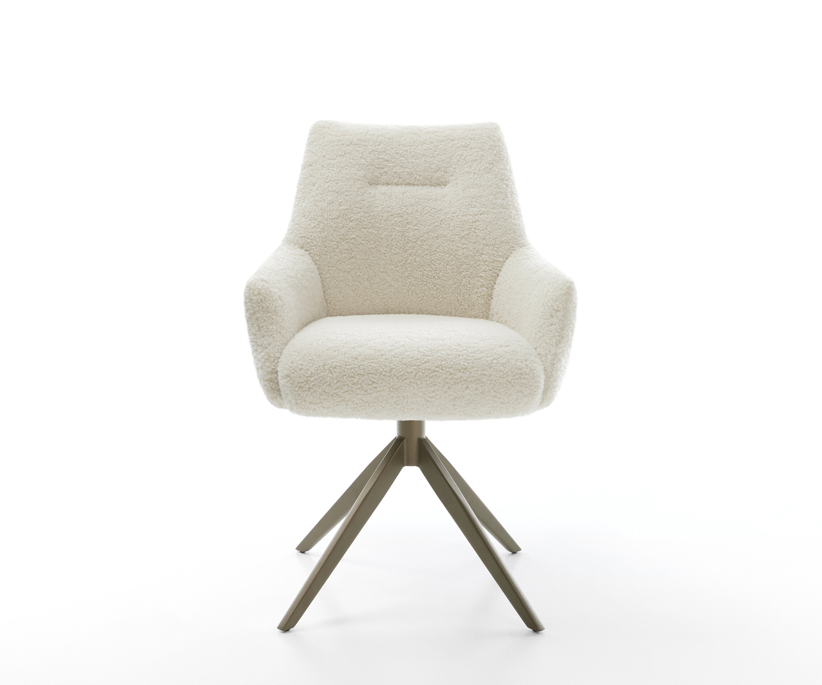 Jedálenská stolička Alja-Flex s opierkami teddy látka béžová krížová podstava široká titánová farba 360° otočný kolísacia funkcia vrecková pružina - Image 2