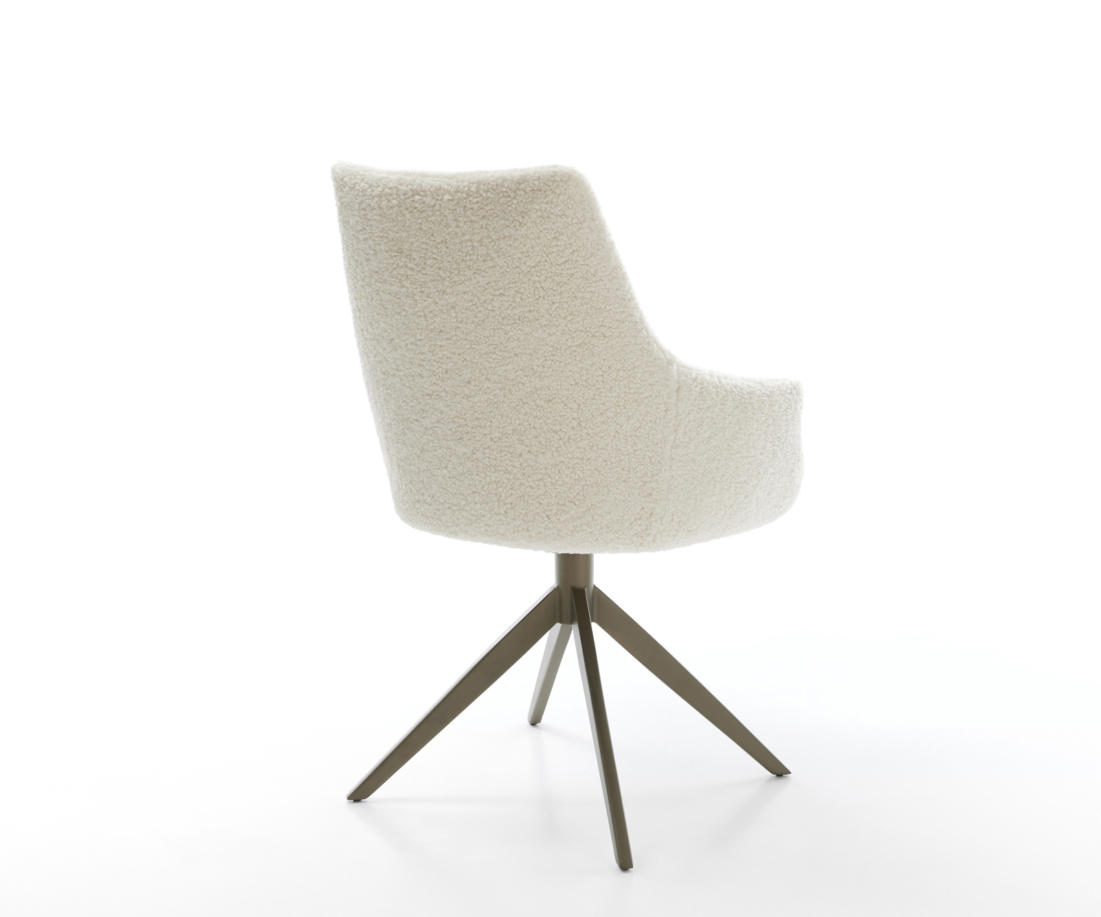 Jedálenská stolička Alja-Flex s opierkami teddy látka béžová krížová podstava široká titánová farba 360° otočný kolísacia funkcia vrecková pružina - Image 5