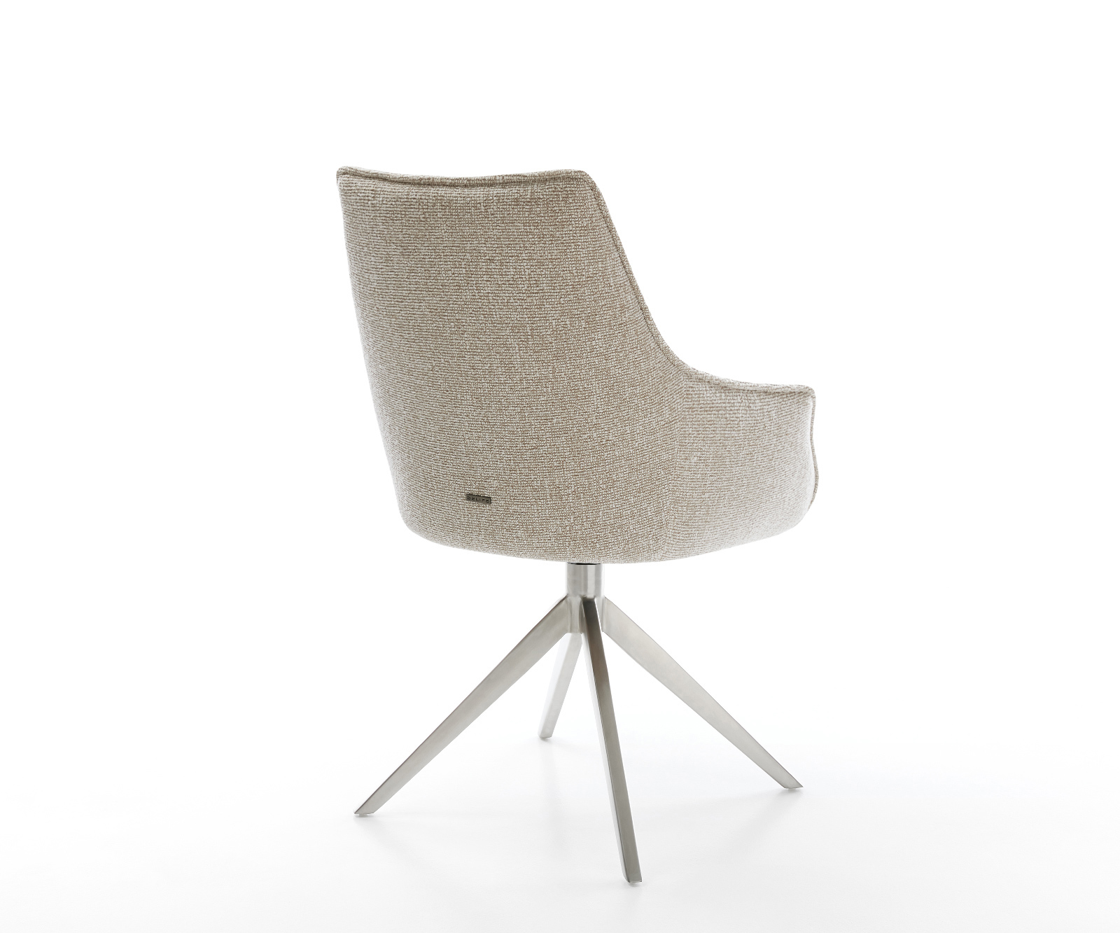 Jedálenská stolička Alja-Flex s opierkami tkanina mäkká béžová krížová podstava široká nerezová oceľ 360° otočný hojdacia funkcia vrecková pružina - Image 5