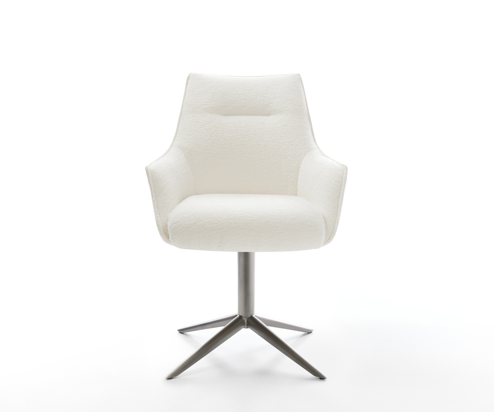 Jedálenská stolička Alja-Flex s opierkami bouclé mäkký béžová podstava grafitová 360° otočný hojdacia funkcia vrecková pružina - Image 2