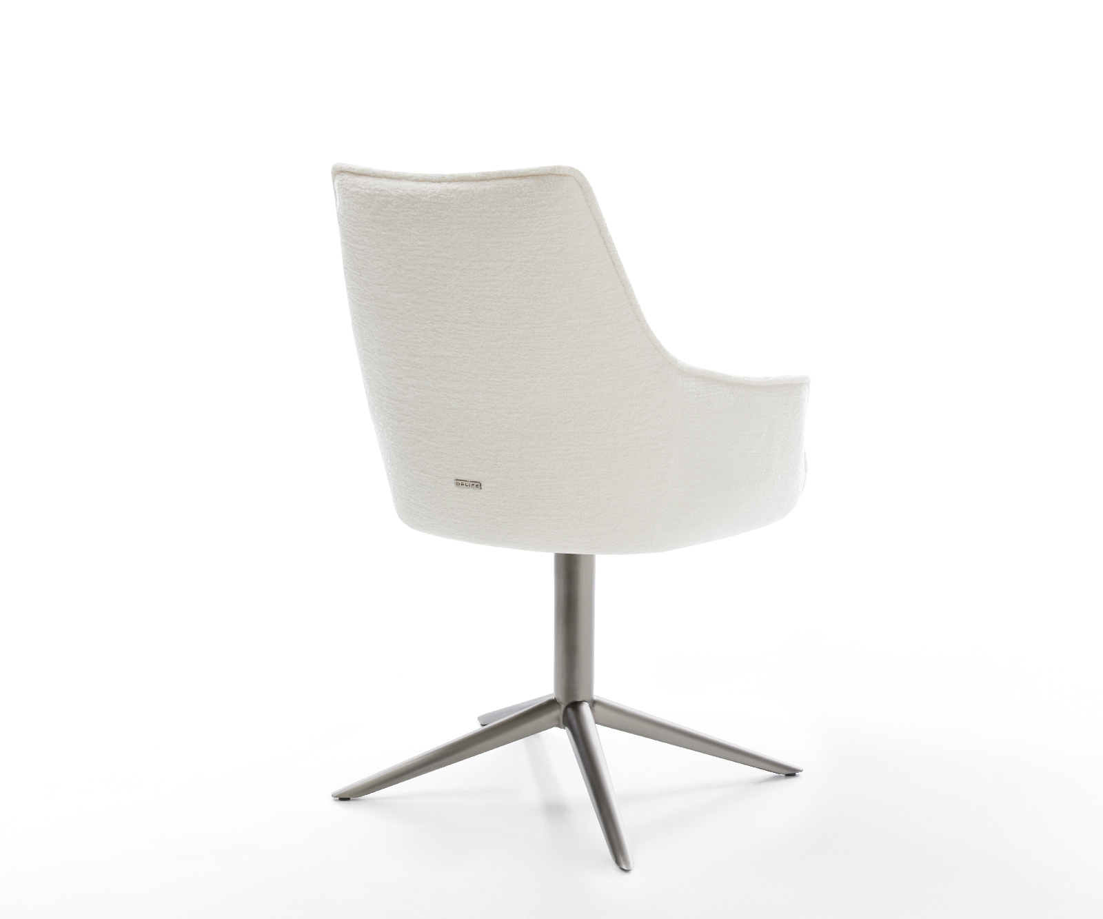 Jedálenská stolička Alja-Flex s opierkami bouclé mäkký béžová podstava grafitová 360° otočný hojdacia funkcia vrecková pružina - Image 5