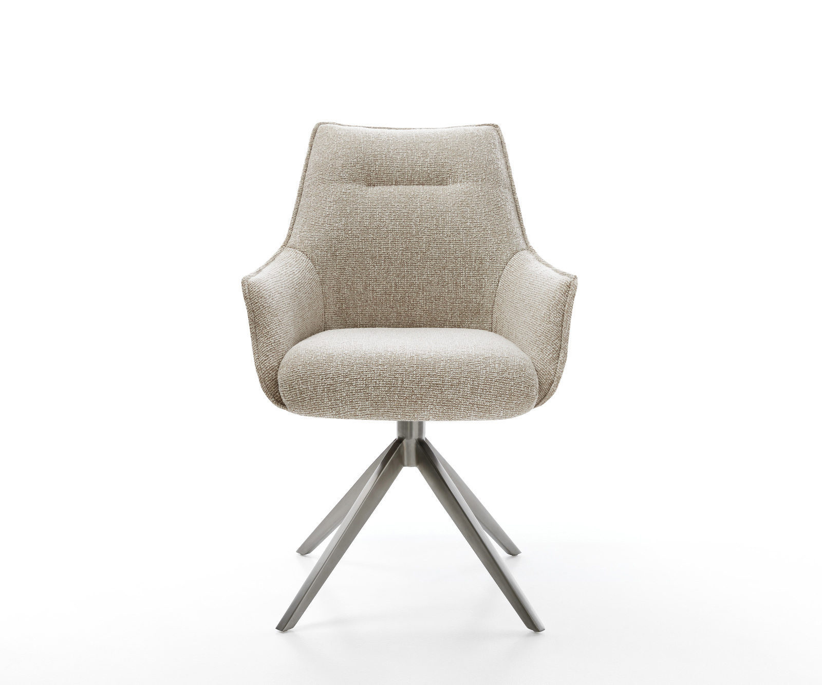 Jedálenská stolička Alja-Flex s opierkami tkanina mäkká béžová krížová podstava široká grafitová 360° otočná hojdacia funkcia vrecková pružina - Image 2