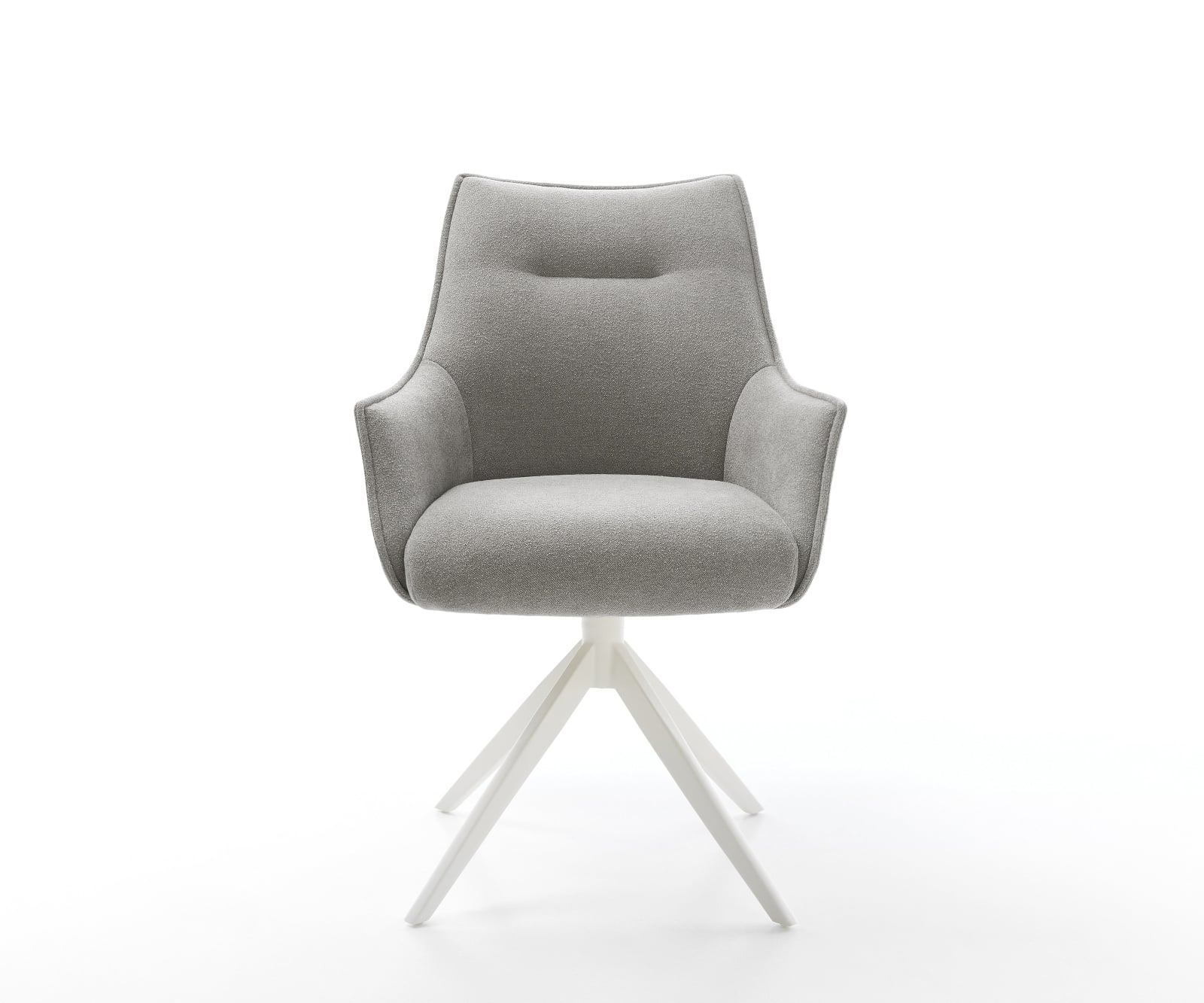 Jedálenská stolička Alja-Flex s opierkami texturovaná látka mäkká sivá krížová podstava široká biela 360° otočná hojdacia funkcia vrecková pružina - Image 2