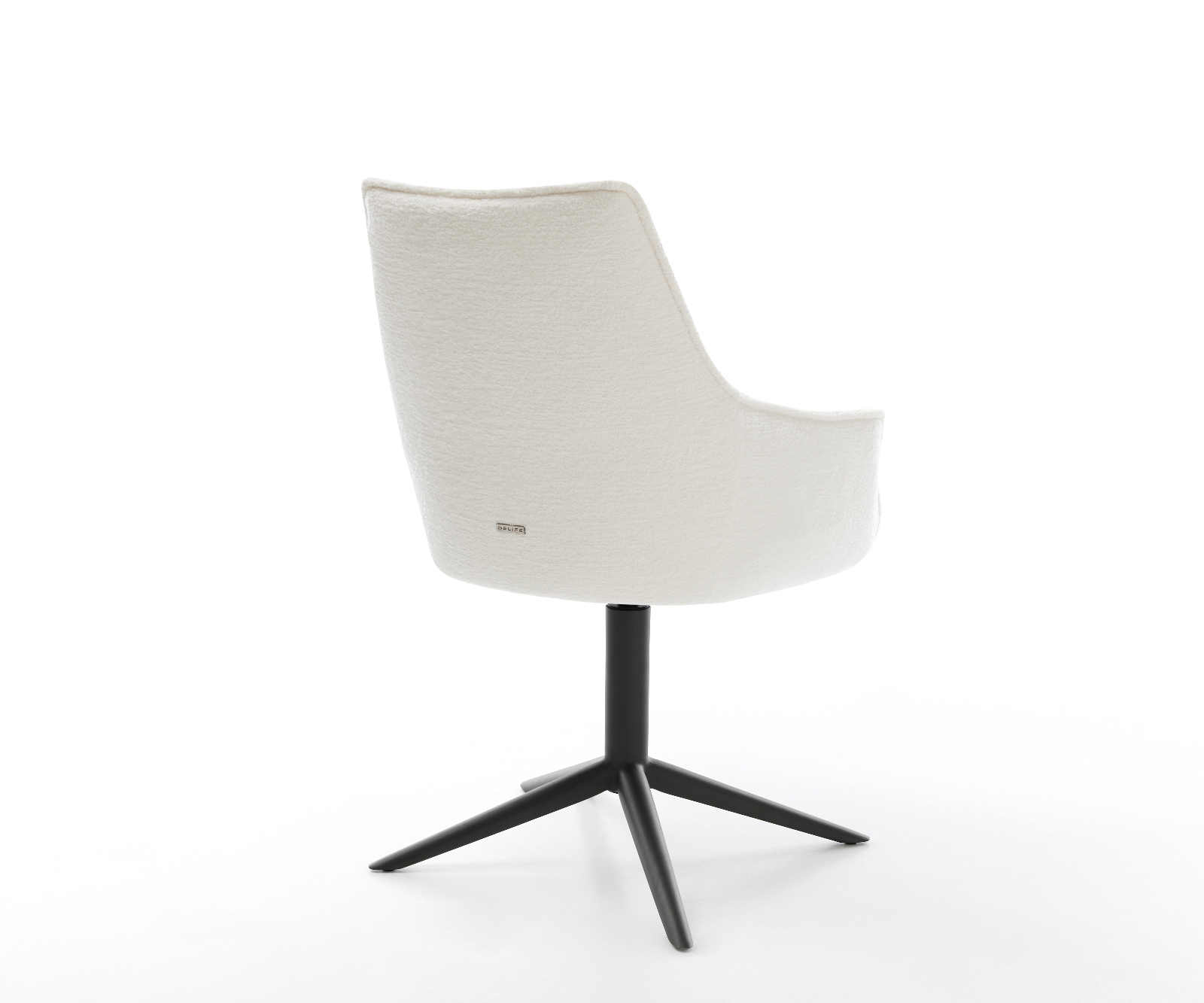 Jedálenská stolička Alja-Flex s opierkami bouclé mäkký béžová podstava čierna 360° otočný hojdacia funkcia vrecková pružina - Image 5