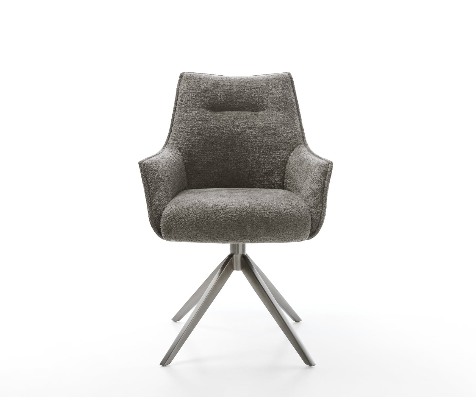 Jedálenská stolička Alja-Flex s opierkami bouclé mäkký tmavobéžová krížová podstava široká grafitová 360° otočná hojdacia funkcia vrecková pružina - Image 2