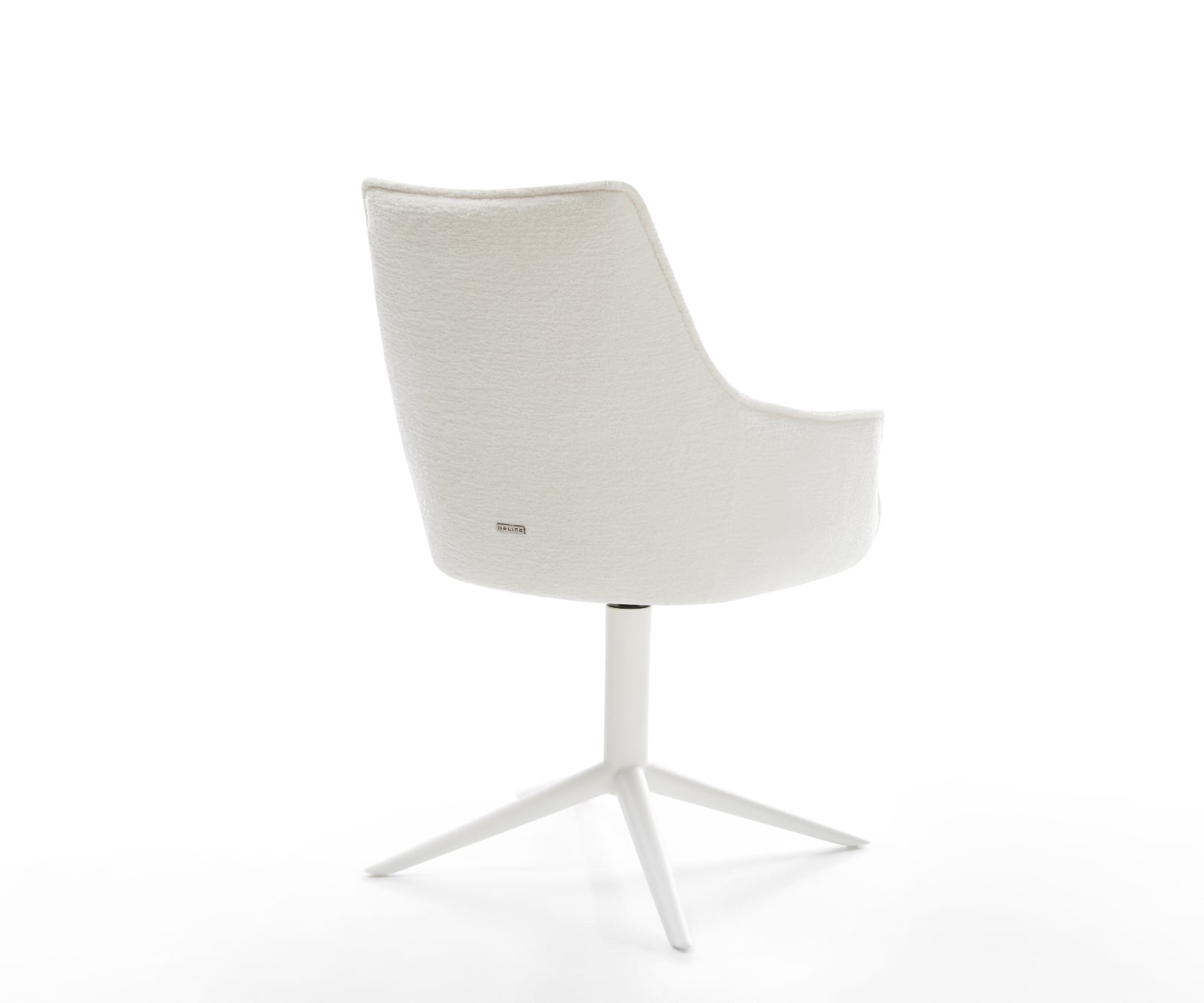 Jedálenská stolička Alja-Flex s opierkami bouclé mäkký béžová krížová podstava biela 360° otočný hojdacia funkcia vrecková pružina - Image 5