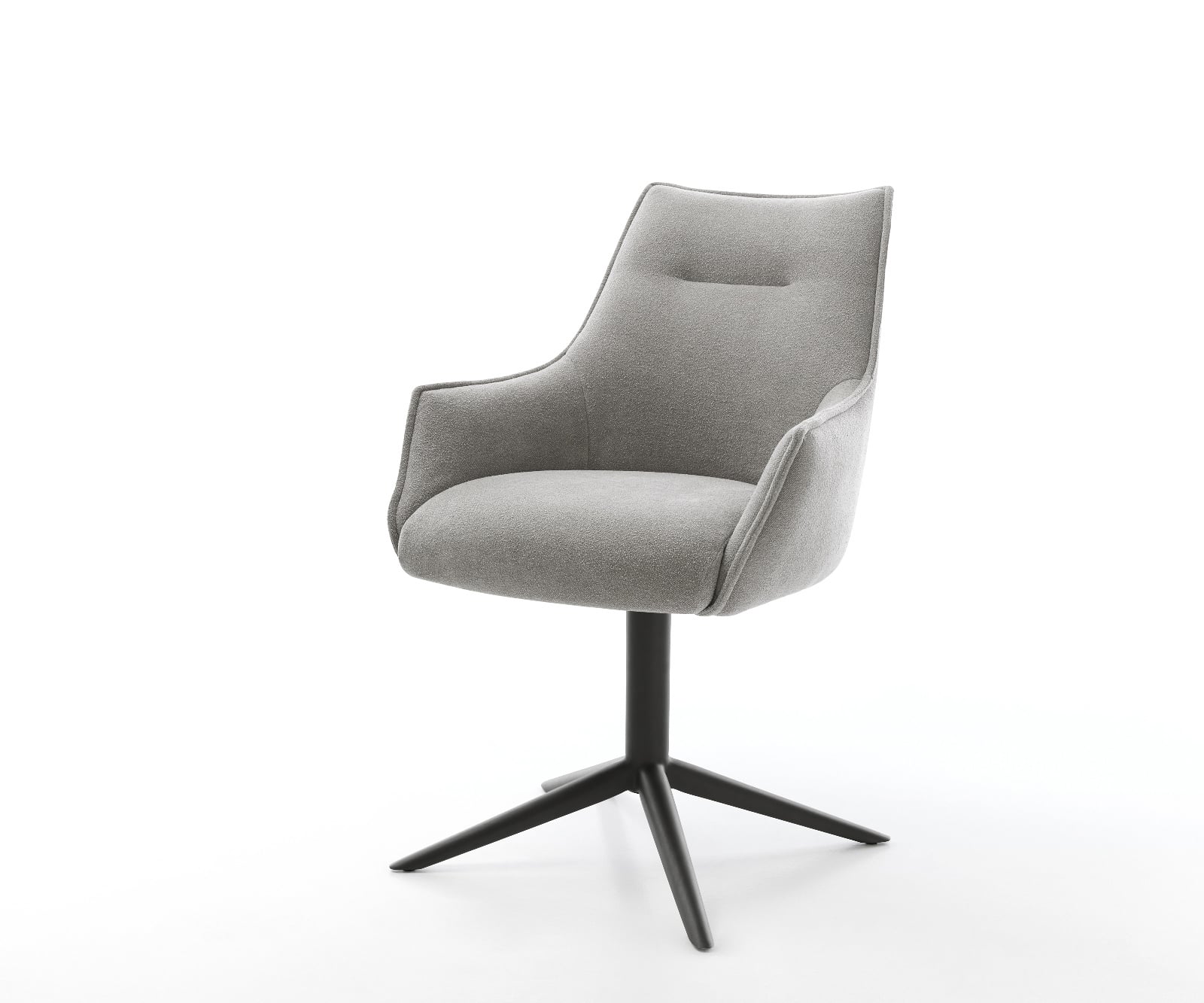 Jedálenská stolička Alja-Flex s opierkami texturovaná látka mäkká sivá krížová podstava čierna 360° otočná hojdacia funkcia vrecková pružina