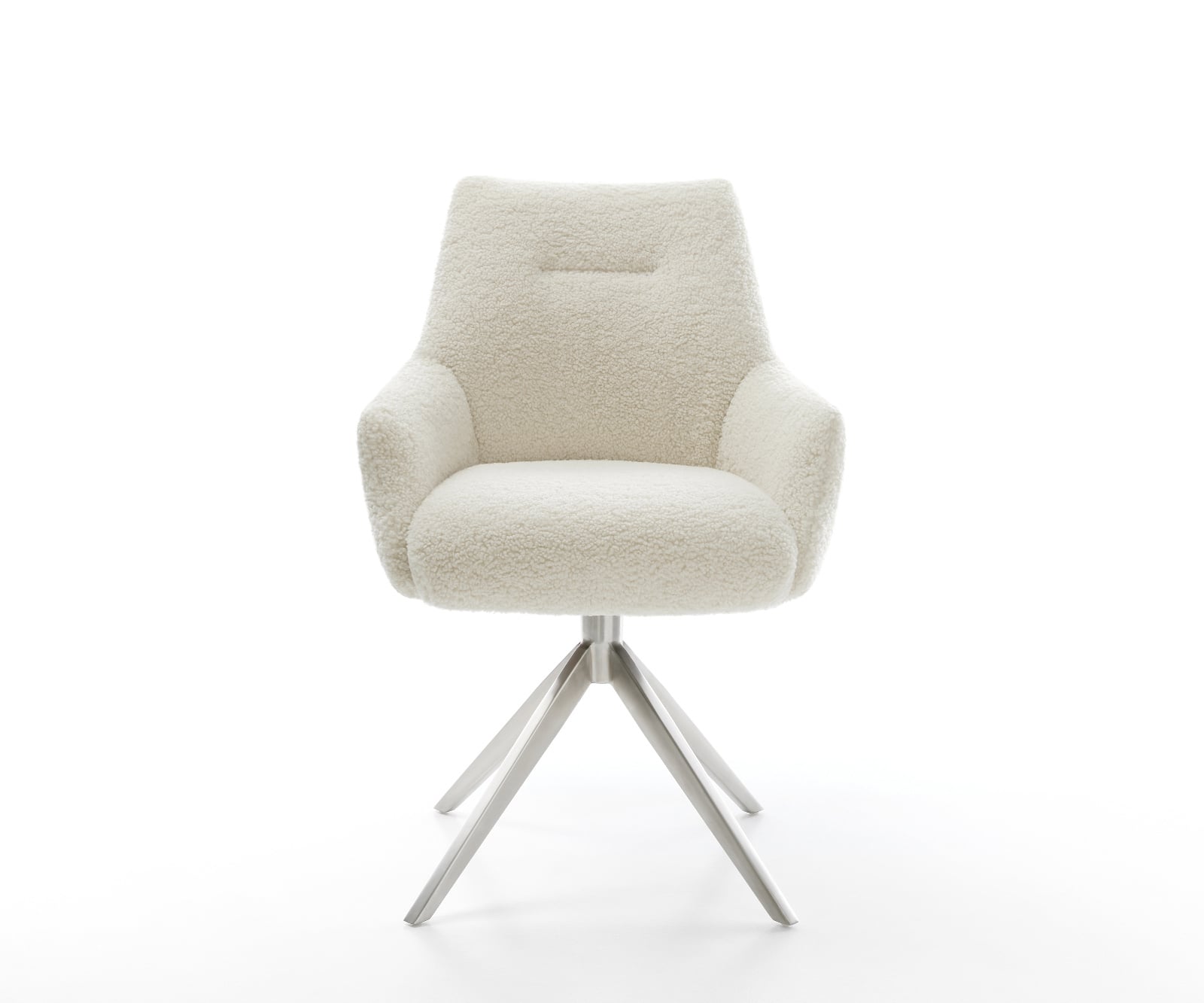 Jedálenská stolička Alja-Flex s opierkami teddy látka béžová krížová podstava široká nerezová oceľ otočný 360° hojdacia funkcia vrecková pružina - Image 2