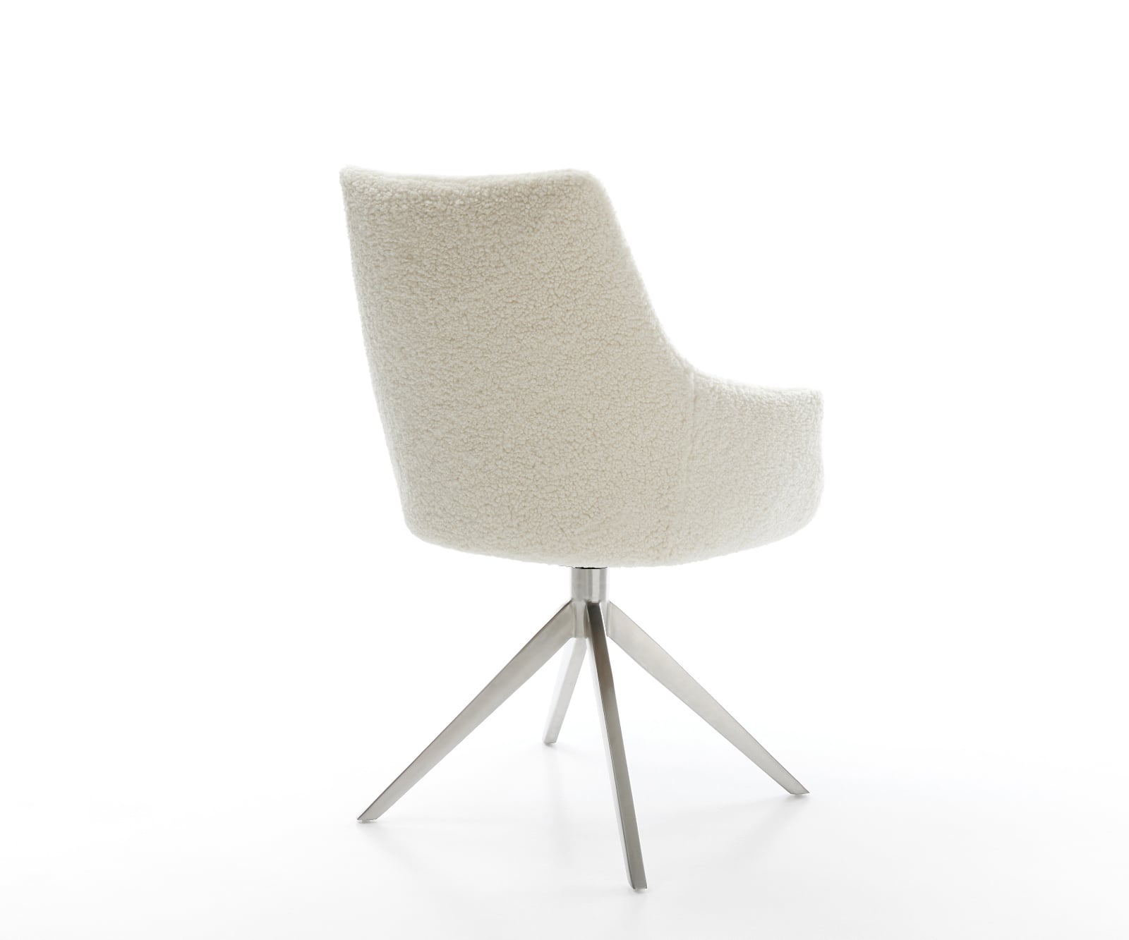 Jedálenská stolička Alja-Flex s opierkami teddy látka béžová krížová podstava široká nerezová oceľ otočný 360° hojdacia funkcia vrecková pružina - Image 5