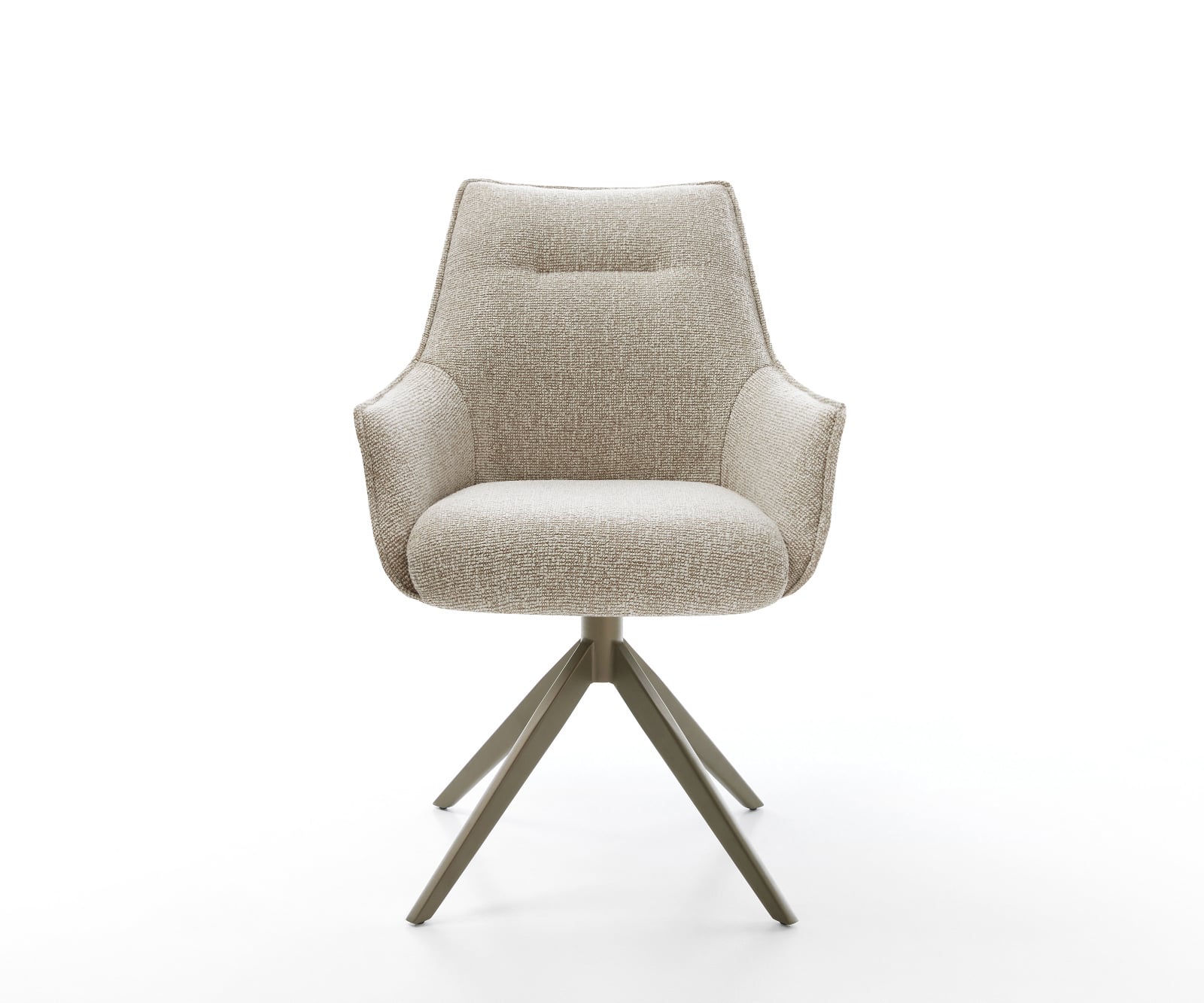 Jedálenská stolička Alja-Flex s opierkami tkanina mäkká béžová krížová podstava široká titánová farba 360° otočný hojdacia funkcia vrecková pružina - Image 2