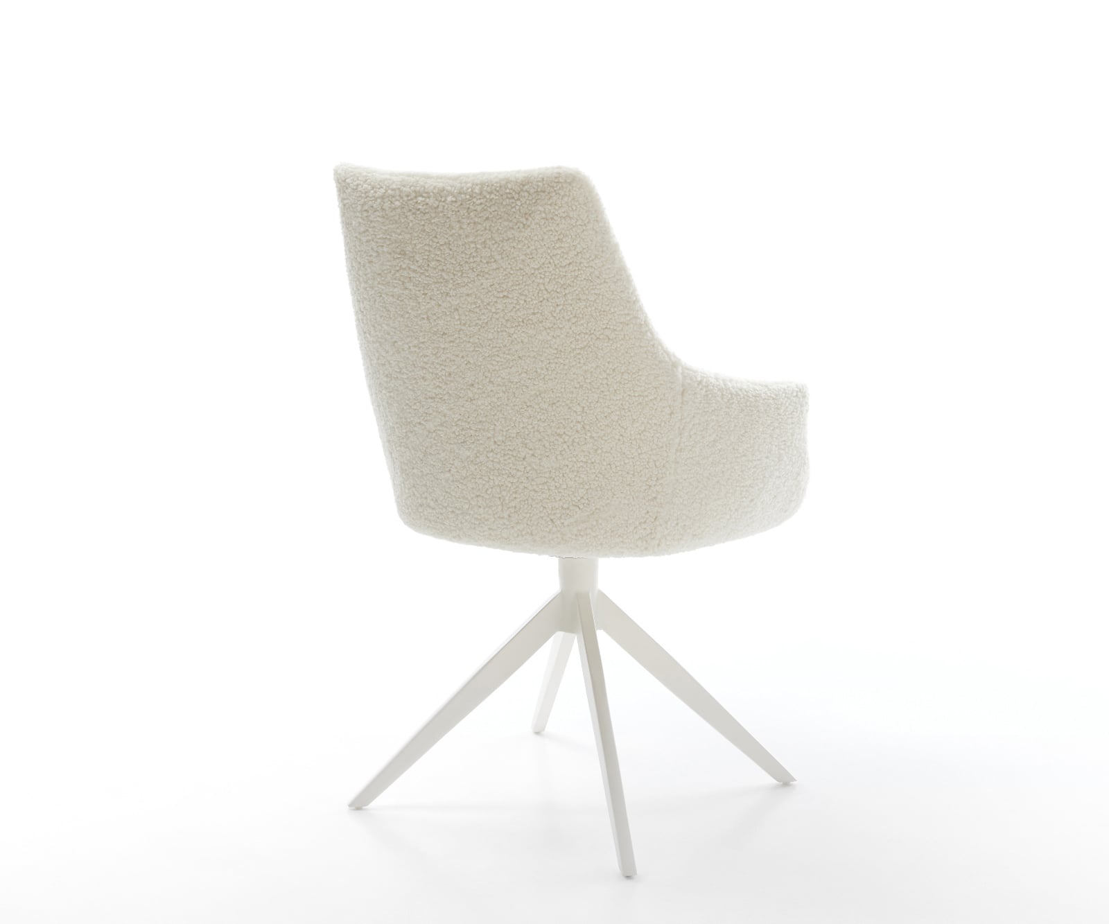 Jedálenská stolička Alja-Flex s opierkami teddy látka béžová krížová podstava široká biela otočný o 360° hojdacia funkcia vrecková pružina - Image 5