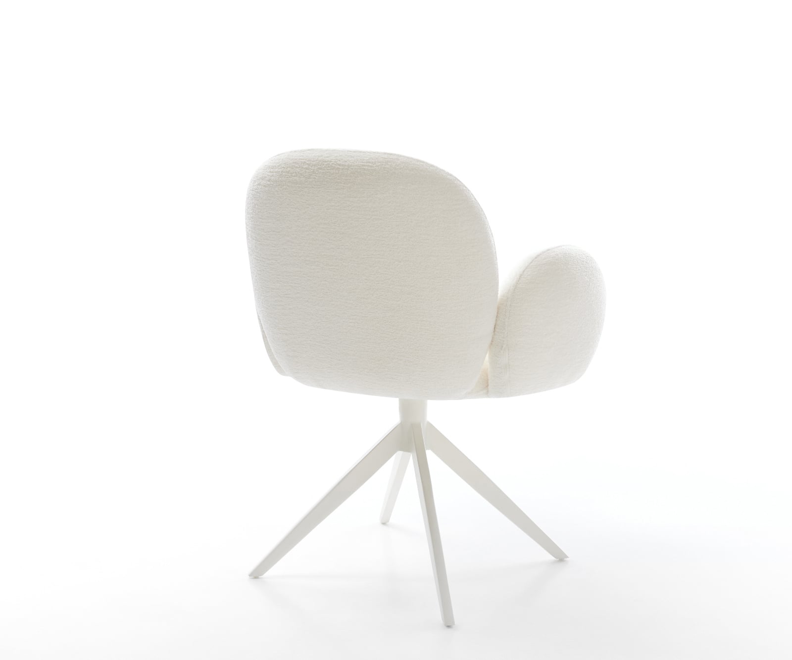 Jedálenská stolička Nube-Flex s opierkami bouclé mäkký béžová krížová podstava široká biela 360° otočný hojdacia funkcia vrecková pružina - Image 5