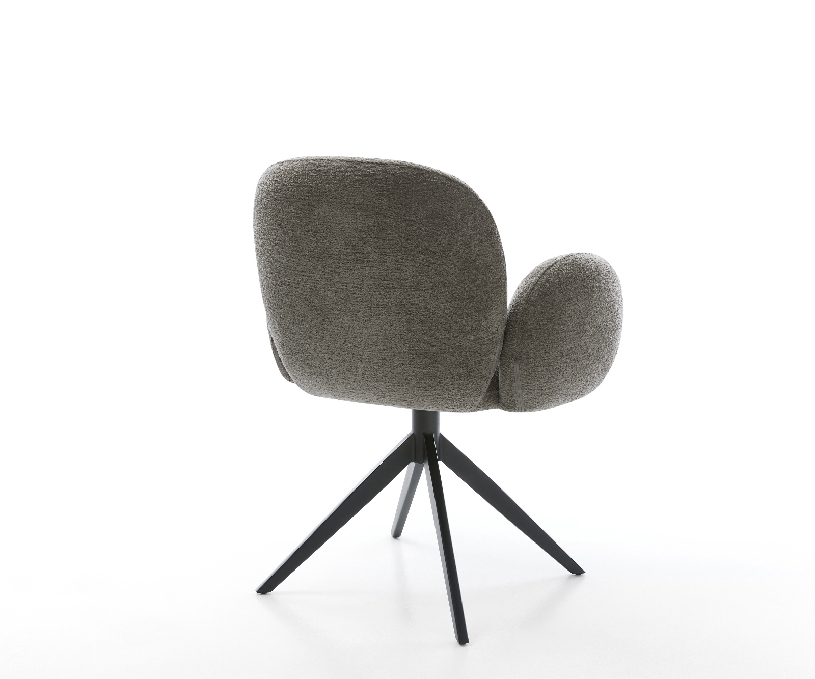 Jedálenská stolička Nube-Flex s opierkami bouclé mäkký tmavobéžová krížová podstava široká čierna 360° otočná hojdacia funkcia vrecková pružina - Image 5