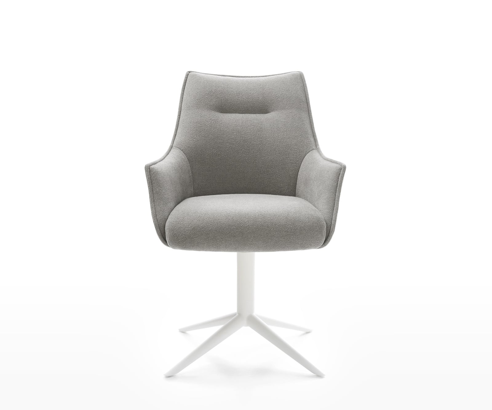 Jedálenská stolička Alja-Flex s opierkami texturovaná látka mäkká sivá krížová podstava biela 360° otočný hojdacia funkcia vrecková pružina - Image 2