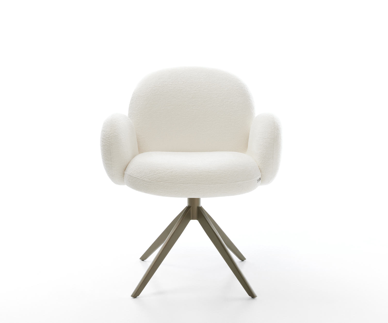 Jedálenská stolička Nube-Flex s opierkami bouclé mäkký béžová krížová podstava široká titánová farba 360° otočný hojdacia funkcia vrecková pružina - Image 2