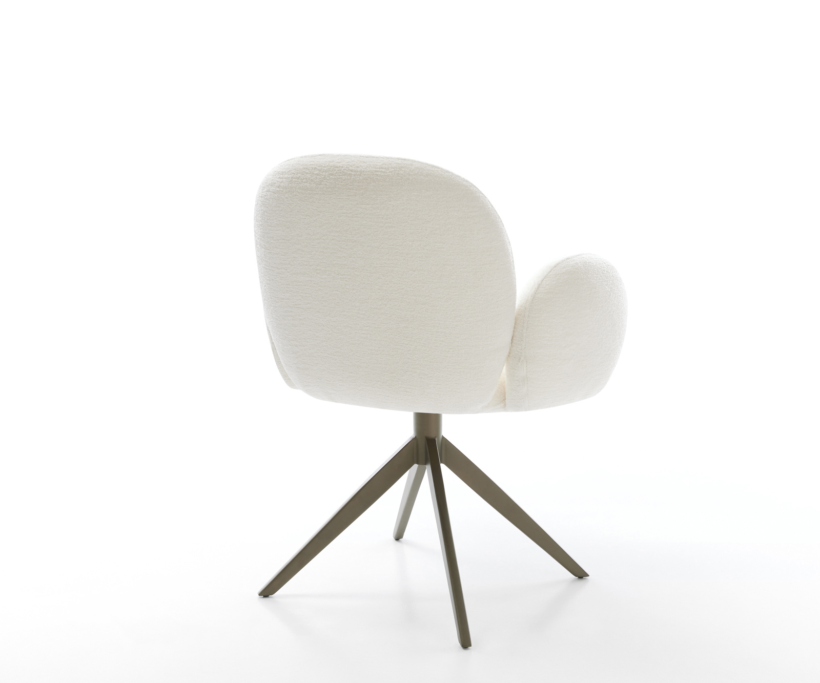 Jedálenská stolička Nube-Flex s opierkami bouclé mäkký béžová krížová podstava široká titánová farba 360° otočný hojdacia funkcia vrecková pružina - Image 5