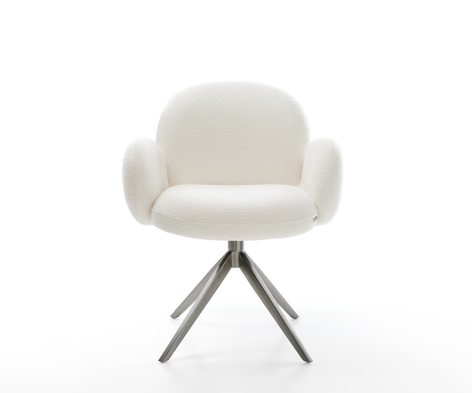 Jedálenská stolička Nube-Flex s opierkami bouclé mäkký béžová krížová podstava široká grafitová 360° otočná hojdacia funkcia vrecková pružina - Image 2