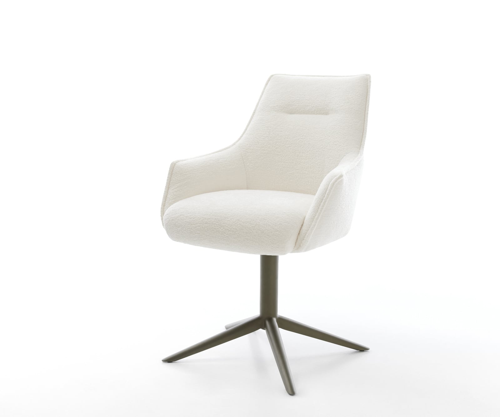 Jedálenská stolička Alja-Flex s opierkami bouclé mäkký béžová podstava krížová titánová farba 360° otočný hojdacia funkcia vrecková pružina