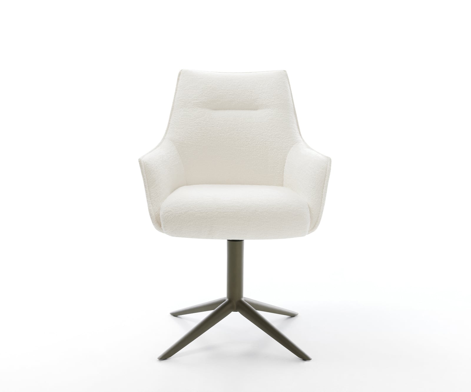 Jedálenská stolička Alja-Flex s opierkami bouclé mäkký béžová podstava krížová titánová farba 360° otočný hojdacia funkcia vrecková pružina - Image 2