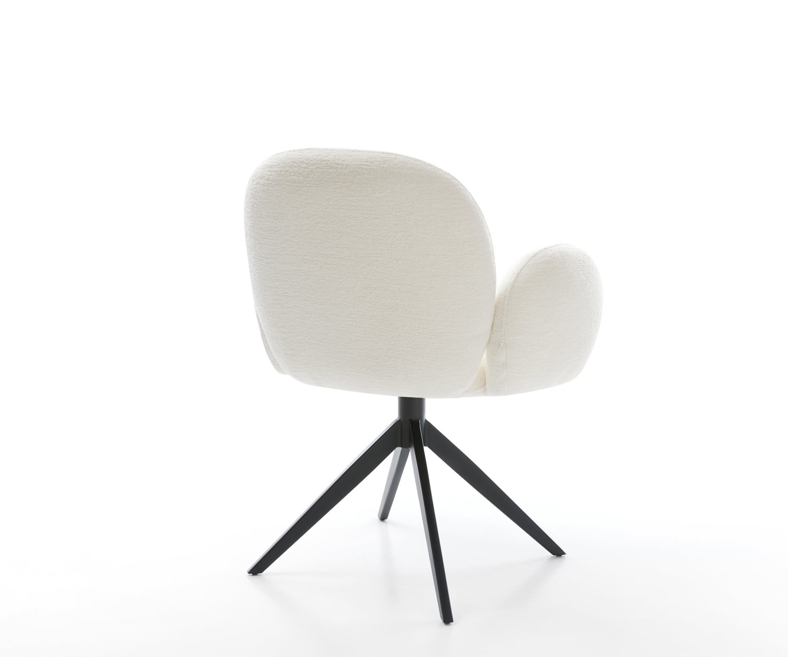 Jedálenská stolička Nube-Flex s opierkami bouclé mäkký béžová krížová podstava široká čierna 360° otočný hojdacia funkcia vrecková pružina - Image 5