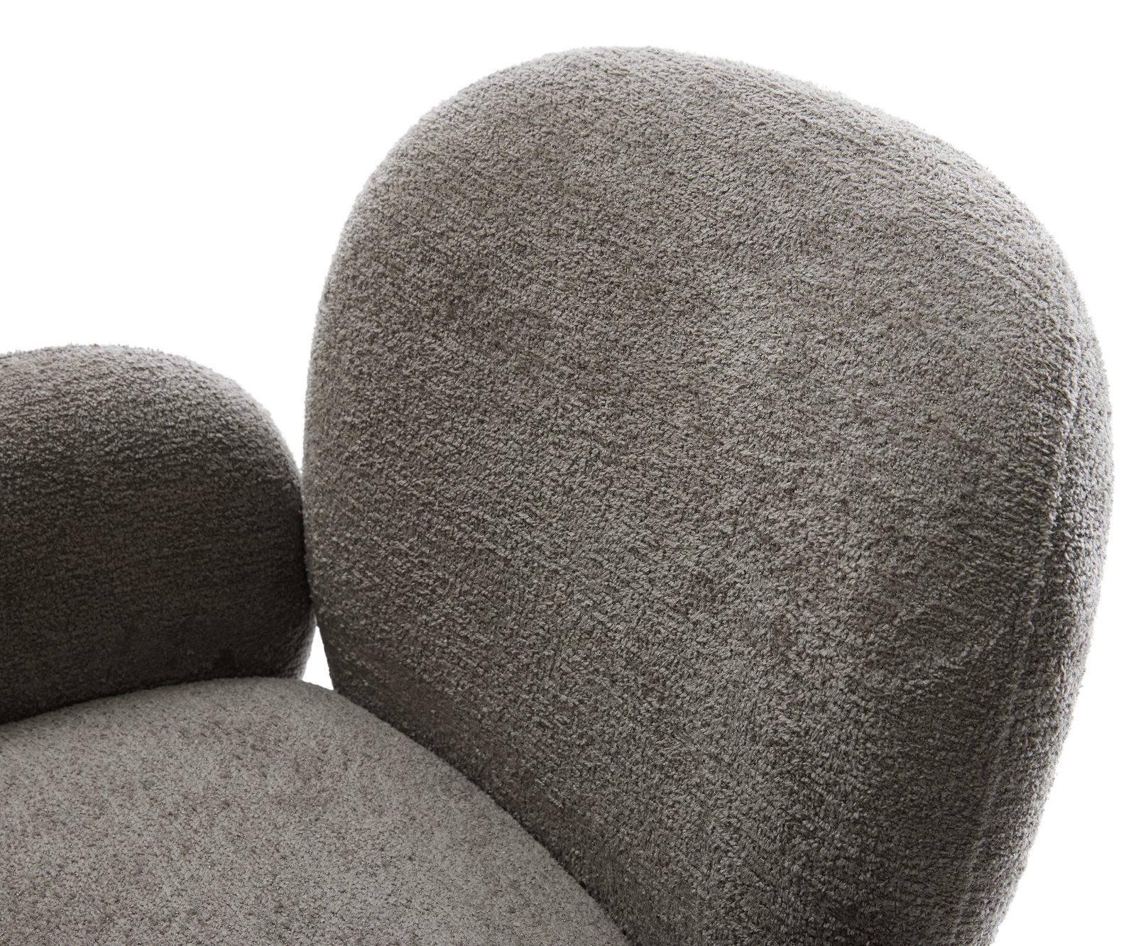 Jedálenská stolička Nube-Flex s opierkami bouclé mäkký tmavobéžová krížová podstava široká biela 360° otočný hojdacia funkcia vrecková pružina - Image 4