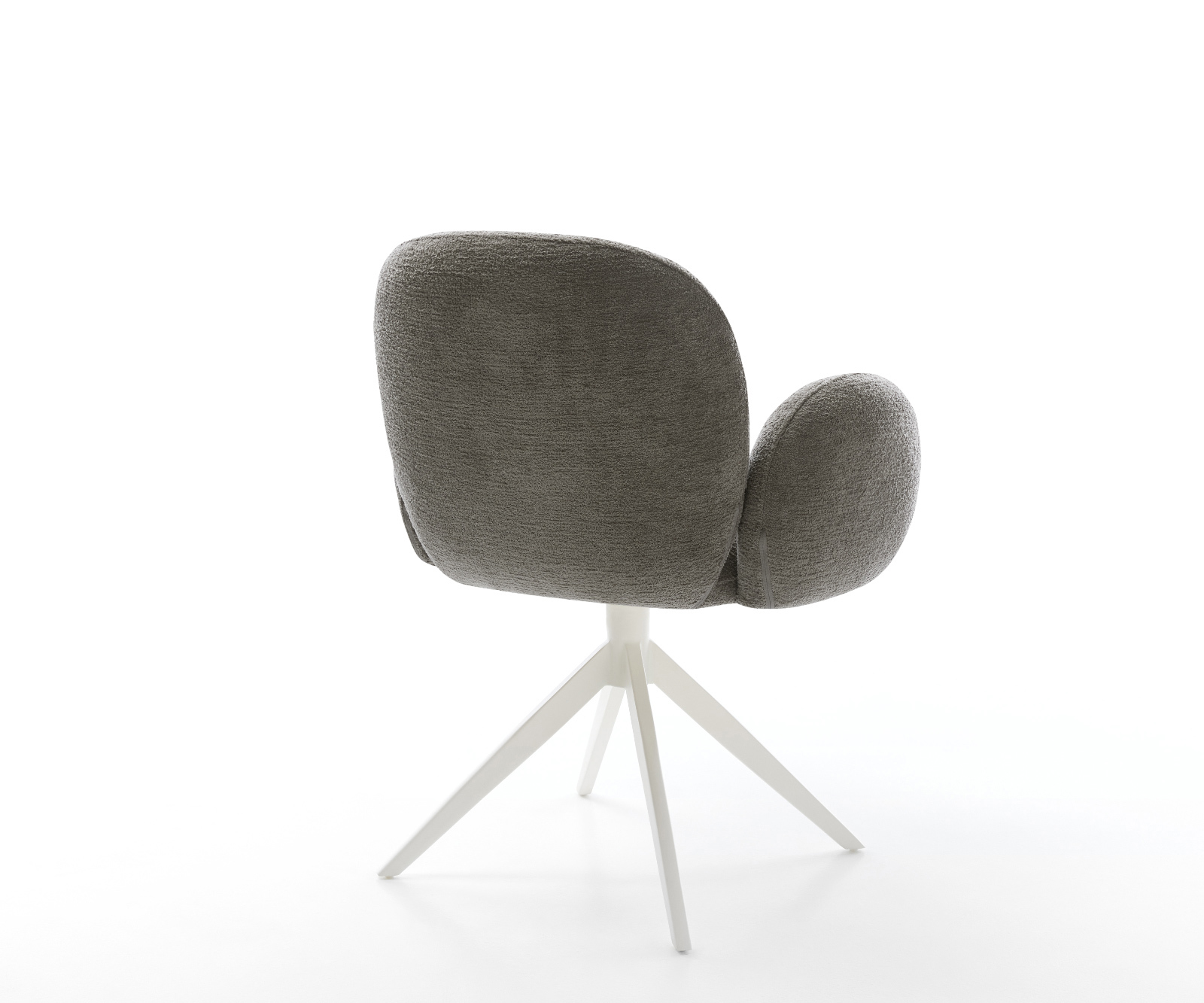 Jedálenská stolička Nube-Flex s opierkami bouclé mäkký tmavobéžová krížová podstava široká biela 360° otočný hojdacia funkcia vrecková pružina - Image 5