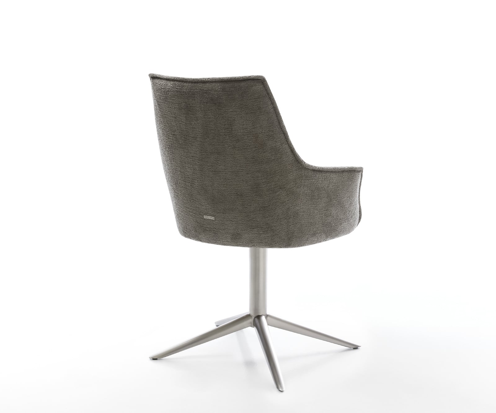 Jedálenská stolička Alja-Flex s opierkami bouclé mäkký tmavobéžová krížová podstava nerezová oceľ 360° otočný hojdacia funkcia vrecková pružina - Image 5