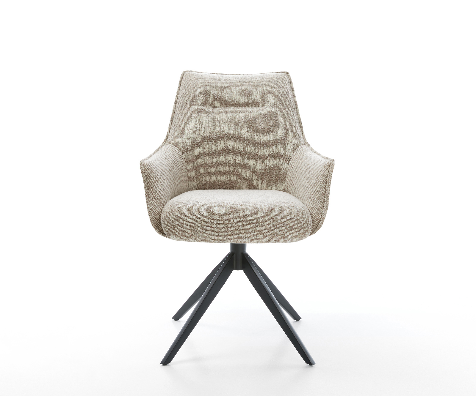 Jedálenská stolička Alja-Flex s opierkami tkanina mäkká béžová krížová podstava široká čierna 360° otočná hojdacia funkcia vrecková pružina - Image 2