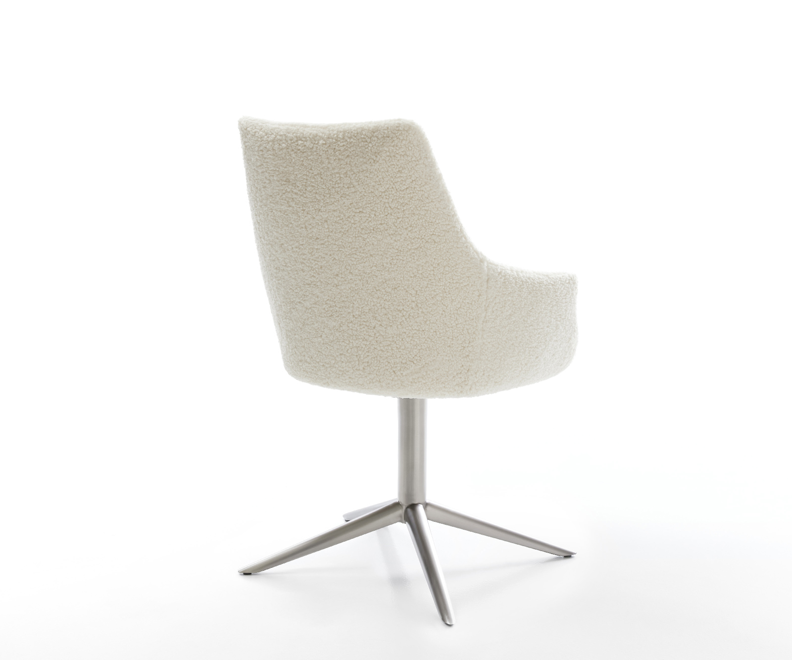 Jedálenská stolička Alja-Flex s opierkami teddy látka béžová krížová podstava nerezová oceľ 360° otočný hojdacia funkcia vrecková pružina - Image 5