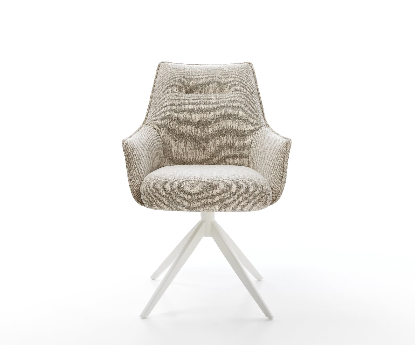 Jedálenská stolička Alja-Flex s opierkami tkanina mäkká béžová krížová podstava široká biela 360° otočný hojdacia funkcia vrecková pružina - Image 2