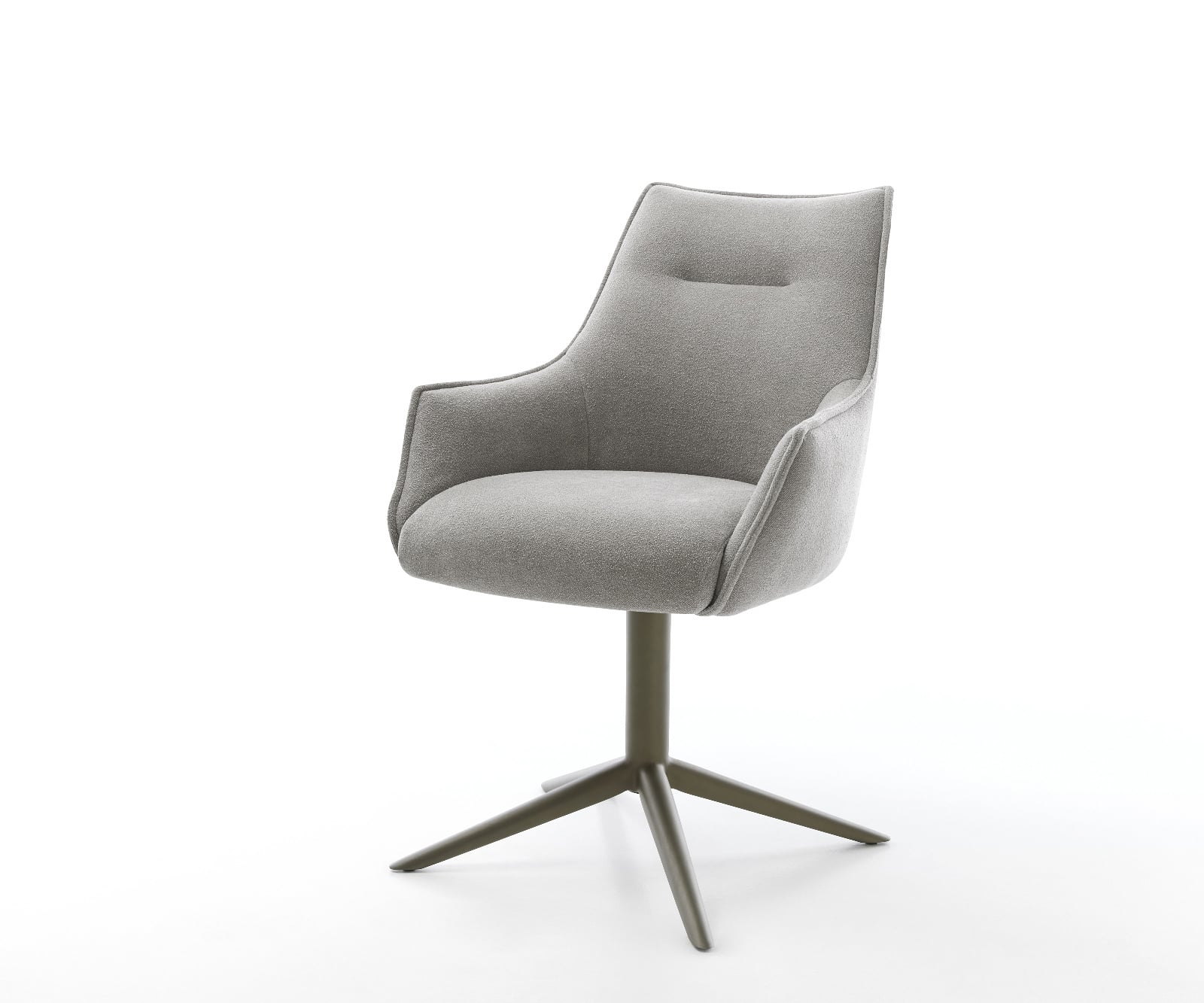 Jedálenská stolička Alja-Flex s opierkami texturovaná látka mäkká sivá krížová podstava titánová farba 360° otočný hojdacia funkcia vrecková pružina