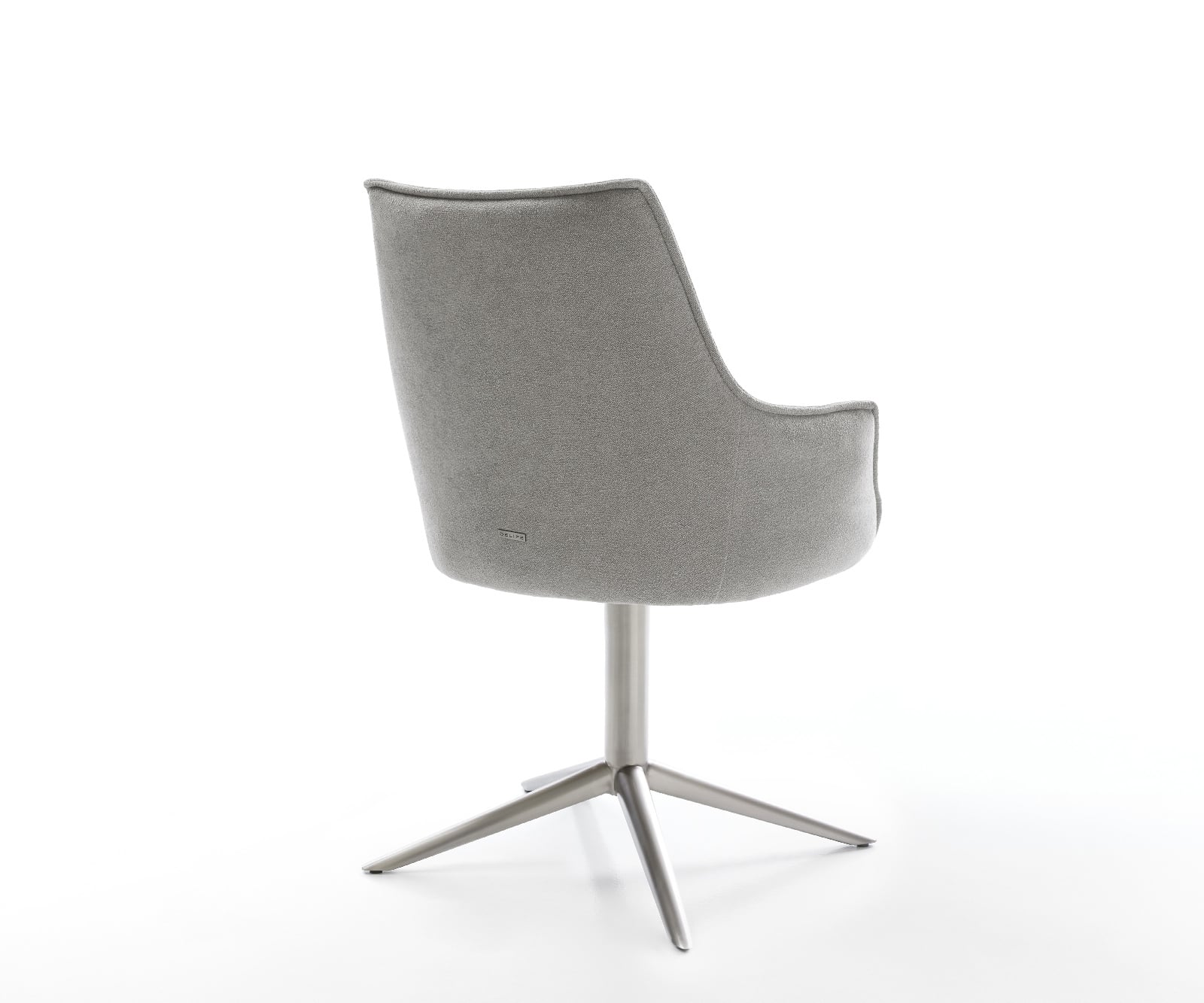 Jedálenská stolička Alja-Flex s opierkami texturovaná látka mäkká sivá krížová podstava nerezová oceľ 360° otočný hojdacia funkcia vrecková pružina - Image 5