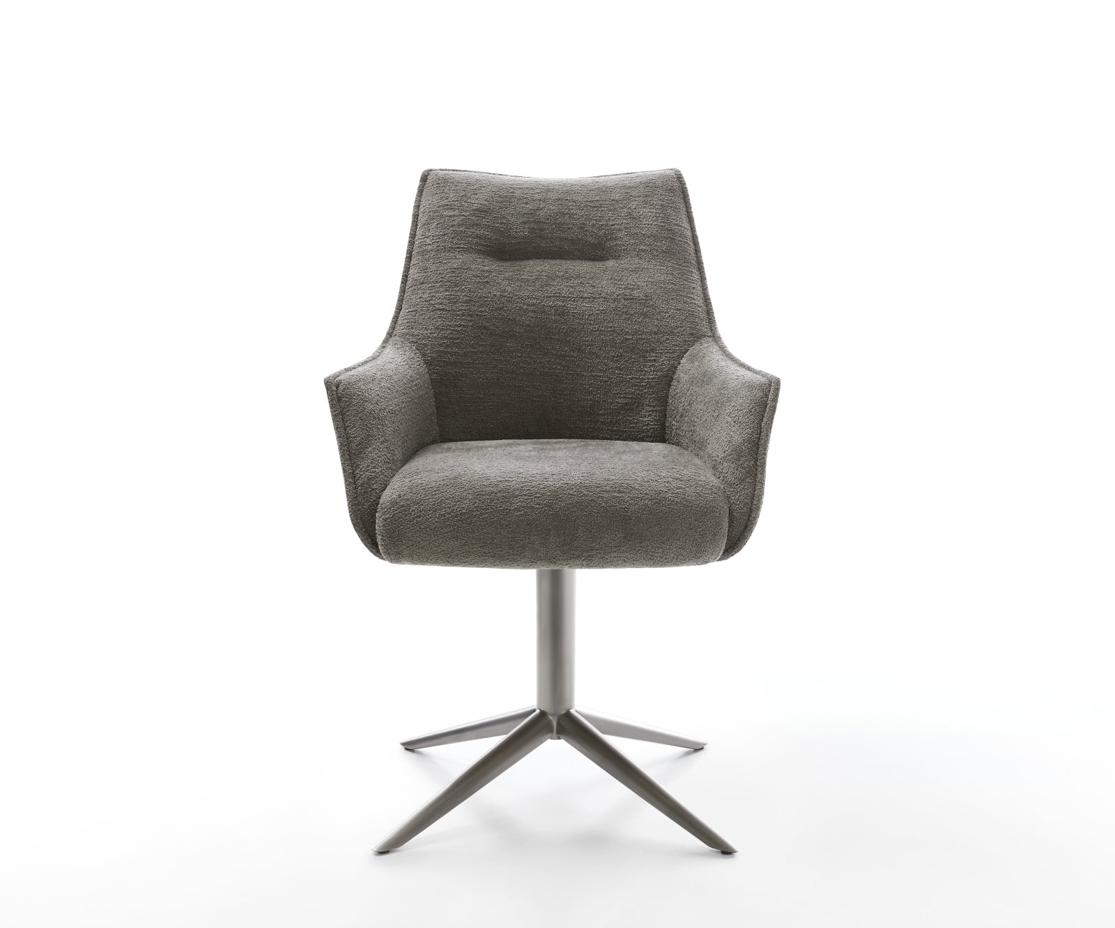 Jedálenská stolička Alja-Flex s opierkami bouclé mäkký tmavobéžová krížová podstava grafitová 360° otočná hojdacia funkcia vrecková pružina - Image 2